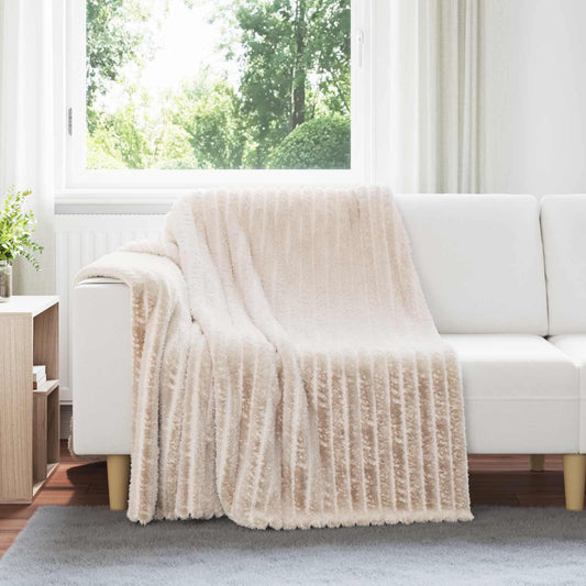 Überwurfdecke Beige 200 x 150 cm Fleece