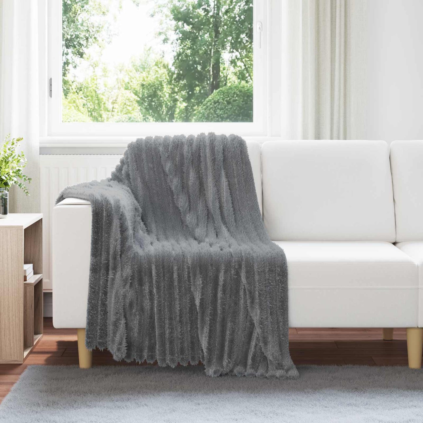 Throw Blanket Dark Grey 150 x 130 cm Fleece