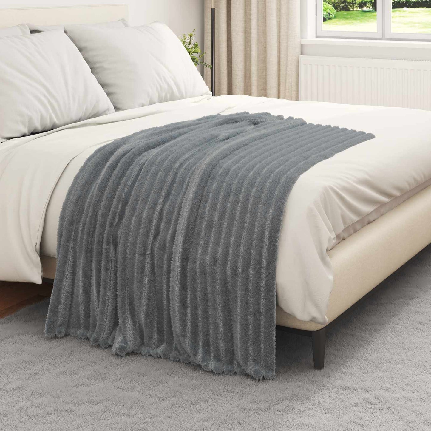 Throw Blanket Dark Grey 150 x 130 cm Fleece