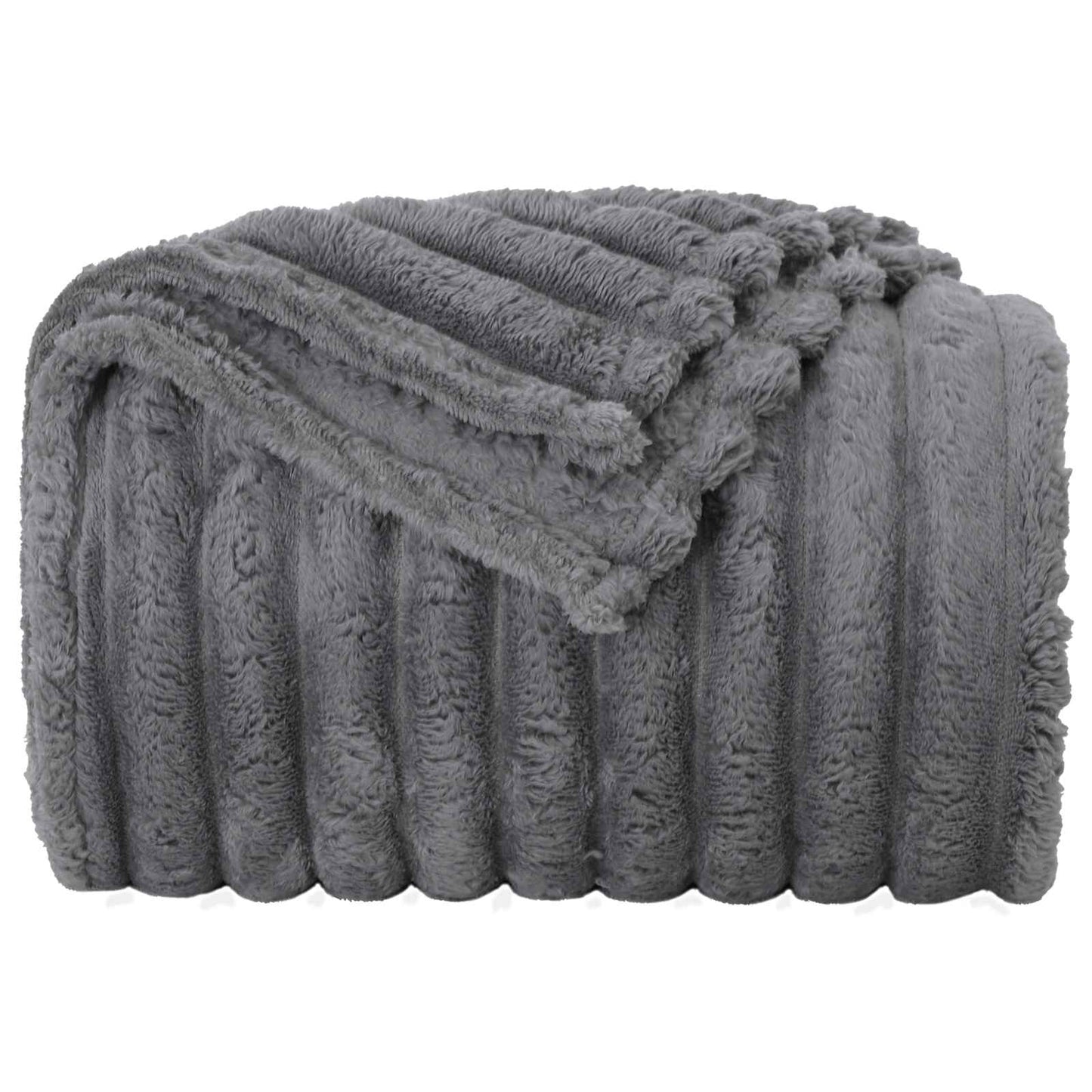 Jeté de lit gris foncé 240 x 220 cm polaire