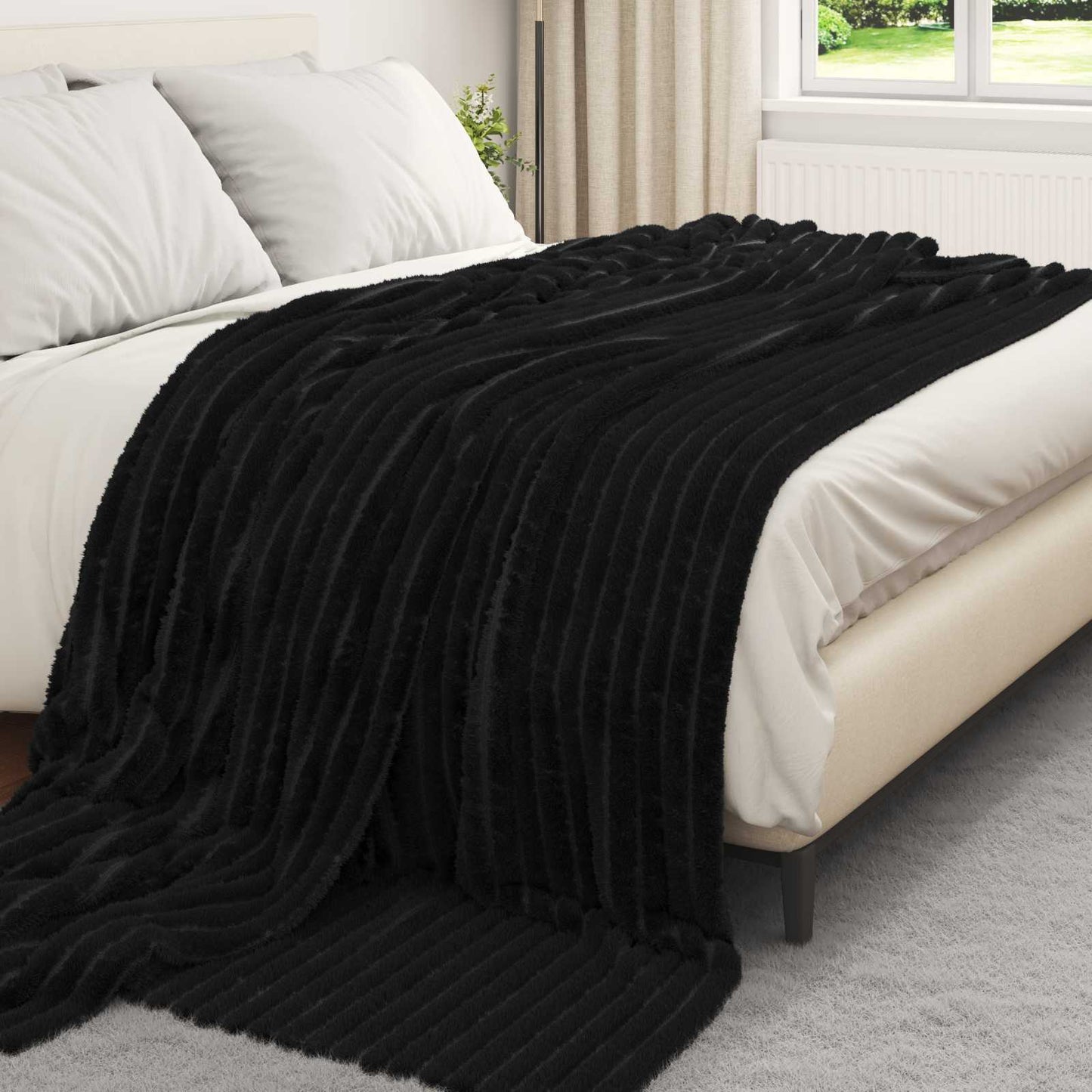 Plaid polaire noir 240 x 220 cm