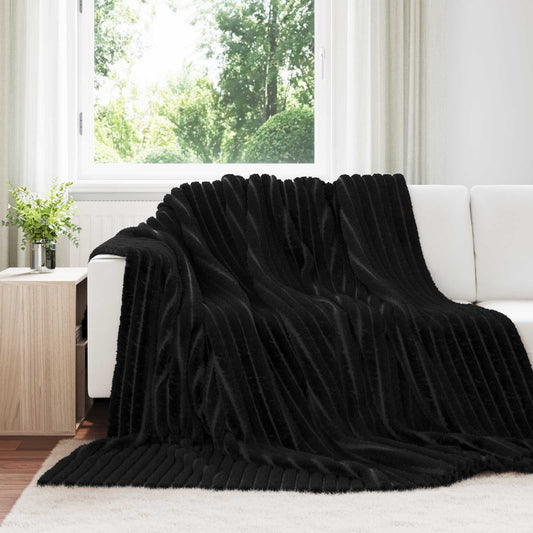 Überwurfdecke Schwarz 270 x 240 cm Fleece