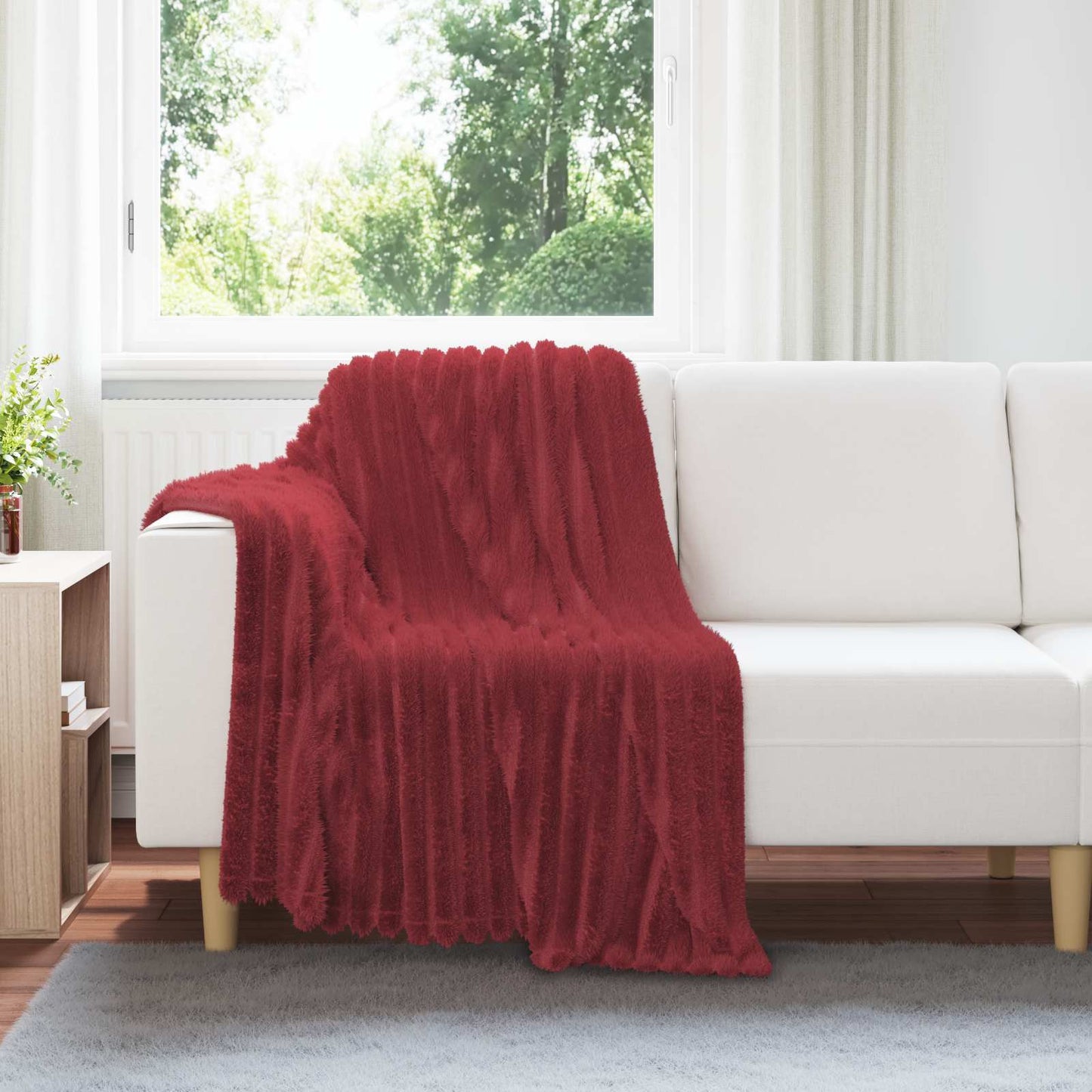 Plaid polaire bordeaux 150 x 130 cm