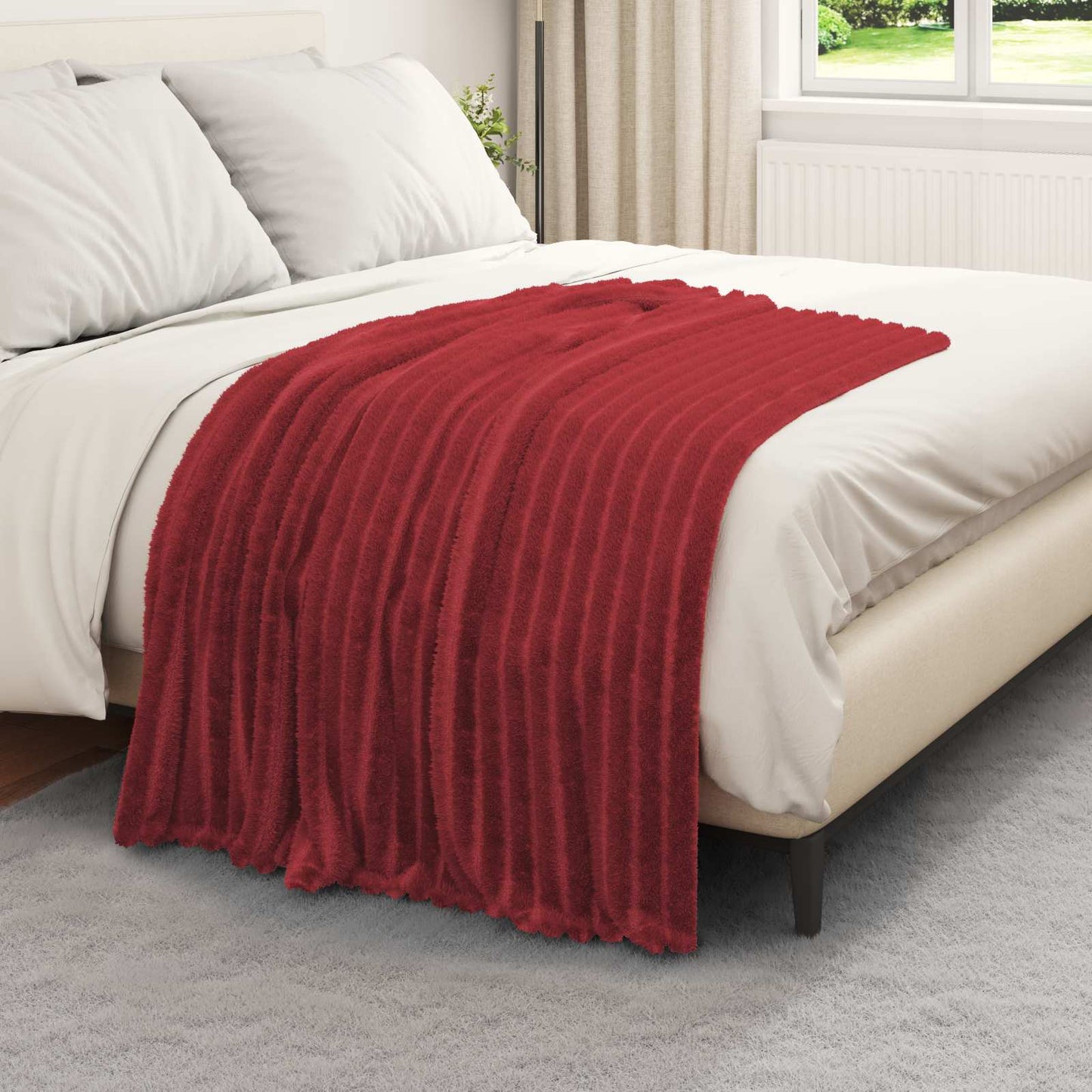 Plaid polaire bordeaux 150 x 130 cm