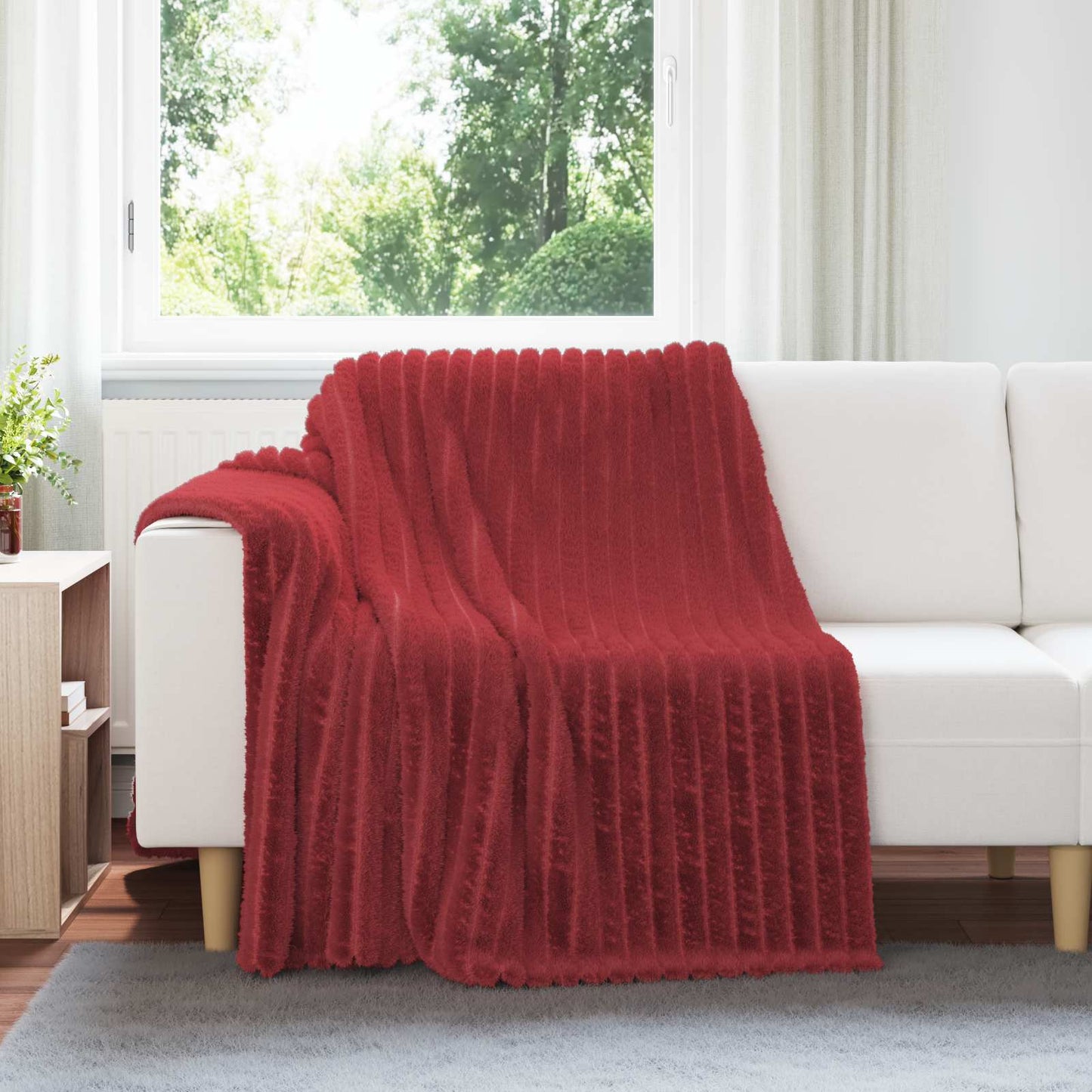 Jeté de canapé bordeaux 200 x 150 cm polaire