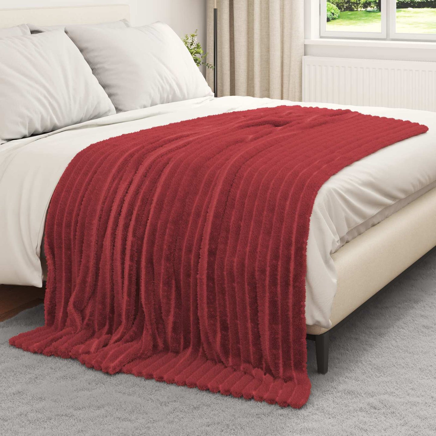 Jeté de canapé bordeaux 200 x 150 cm polaire
