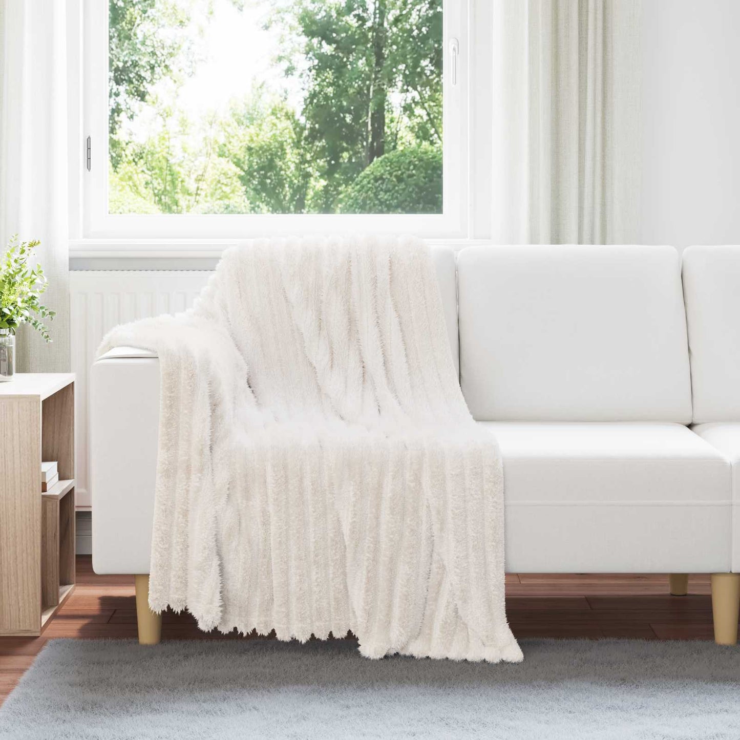 Throw Blanket Cream 150 x 130 cm Fleece