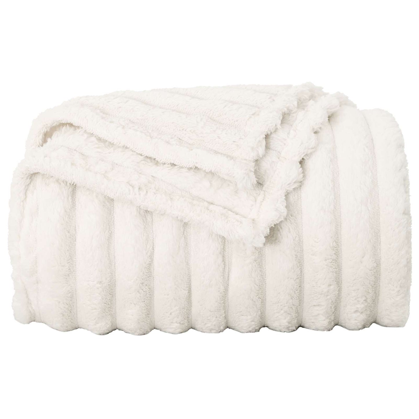 Überwurfdecke Creme 240 x 220 cm Fleece