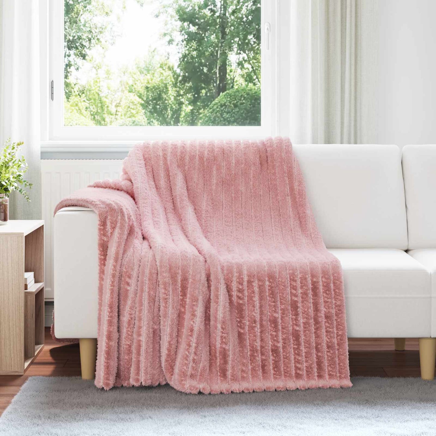 Jeté de lit rose 200 x 150 cm polaire