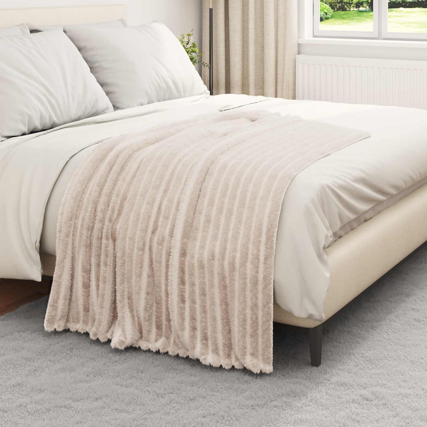 Plaids 6 pcs Beige 150 x 130 cm Polaire