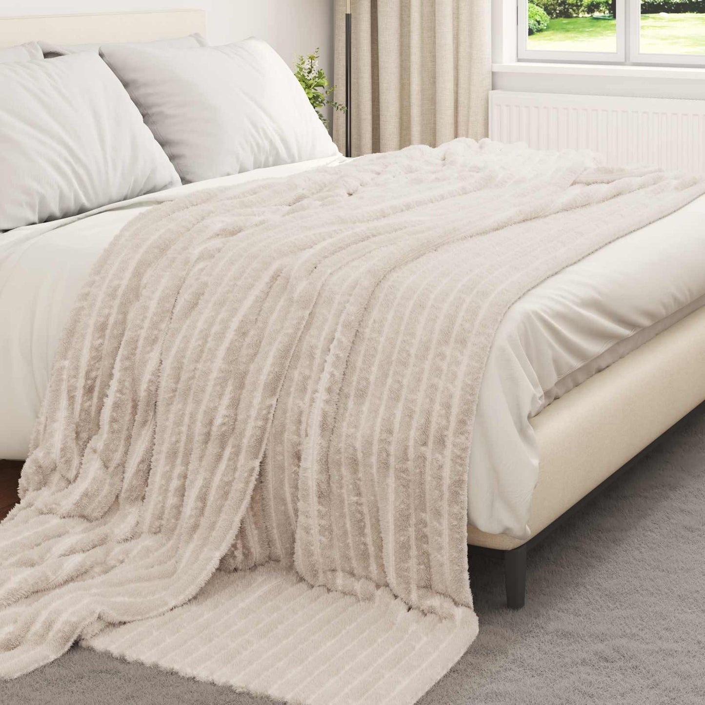 Wohndecken 6 pcs Beige 240 x 220 cm Fleece