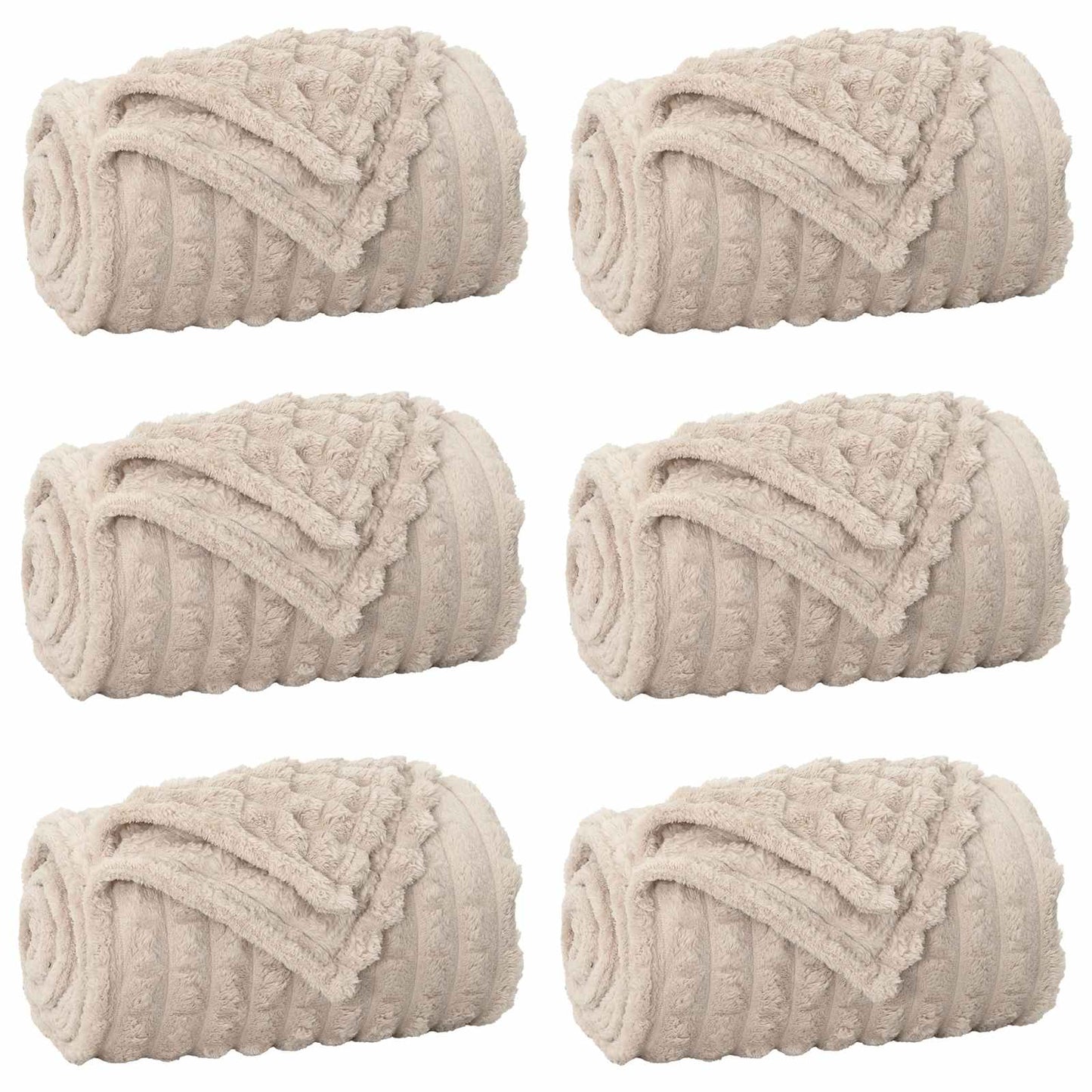 Wohndecken 6 pcs Beige 240 x 220 cm Fleece