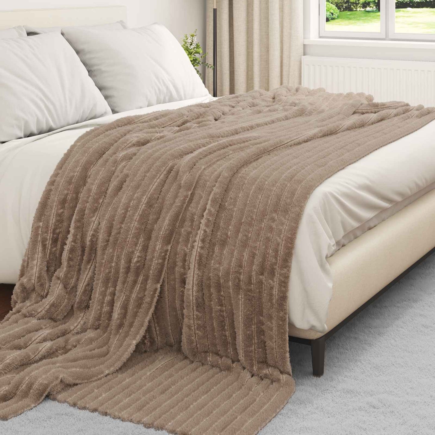 Fleece Blankets 6 pcs Camel 240 x 220 cm