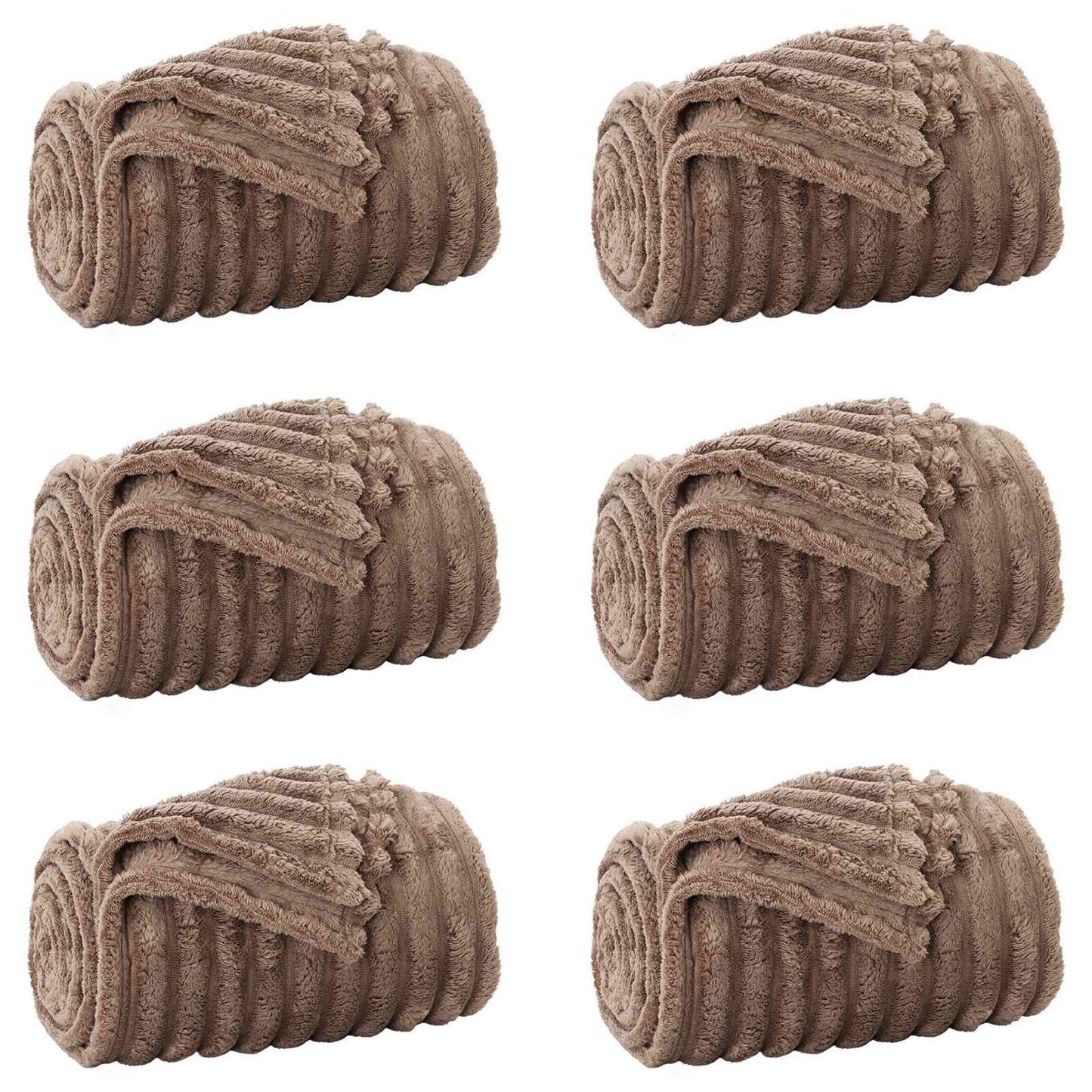 Fleece Blankets 6 pcs Camel 240 x 220 cm