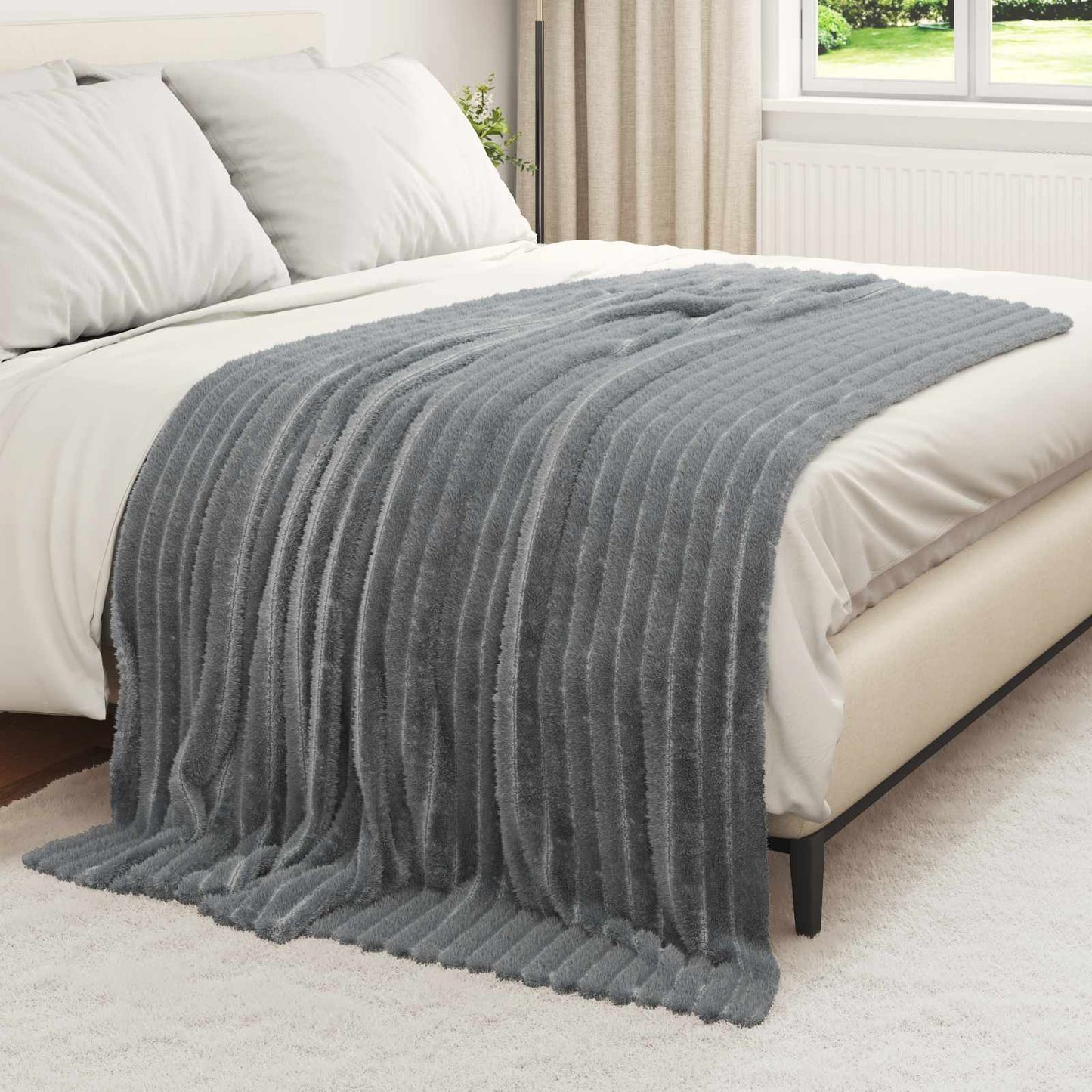 Wohndecken 6 pcs Dunkelgrau 200 x 150 cm Fleece