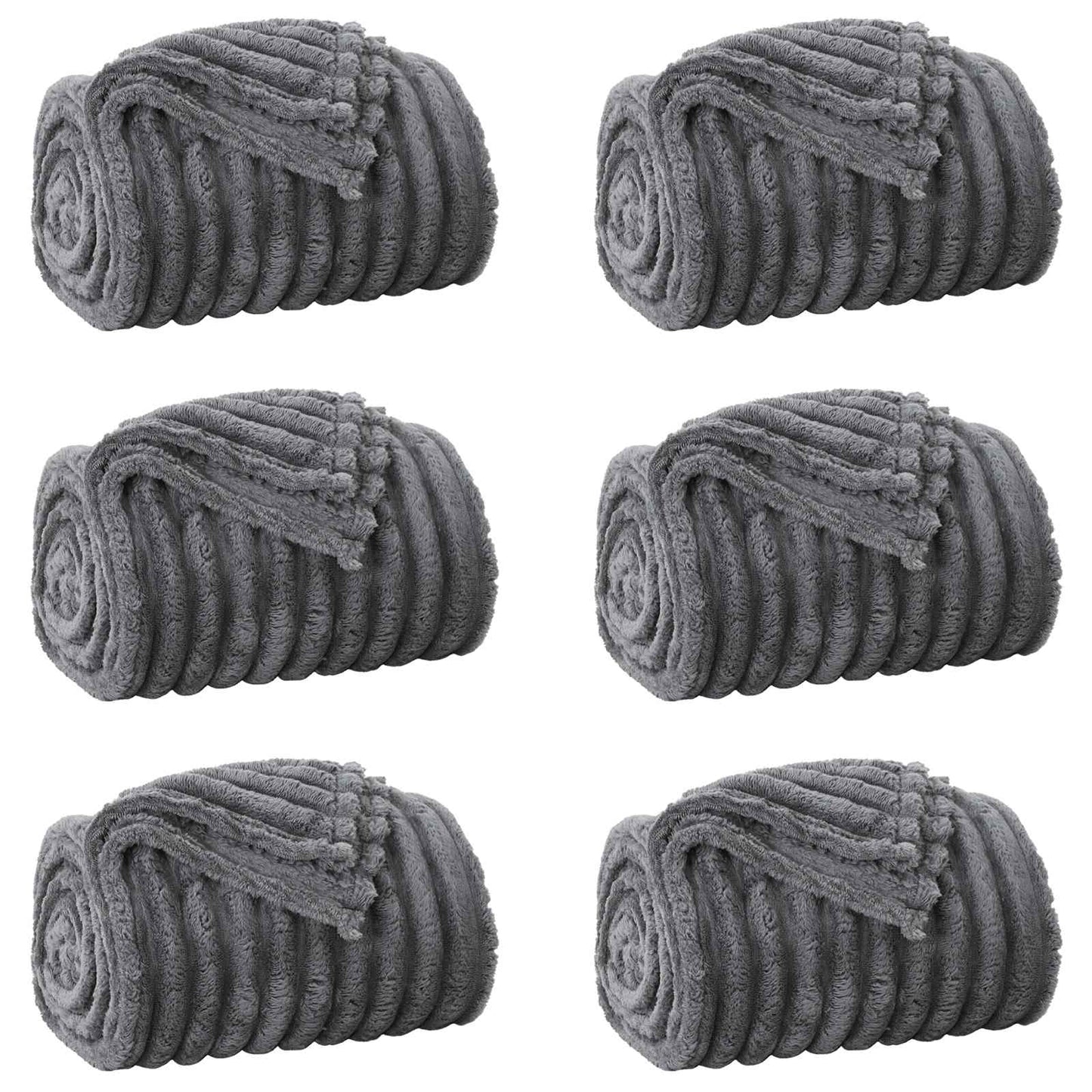 Throw Blankets 6 pcs Dark Grey 240 x 220 cm Fleece