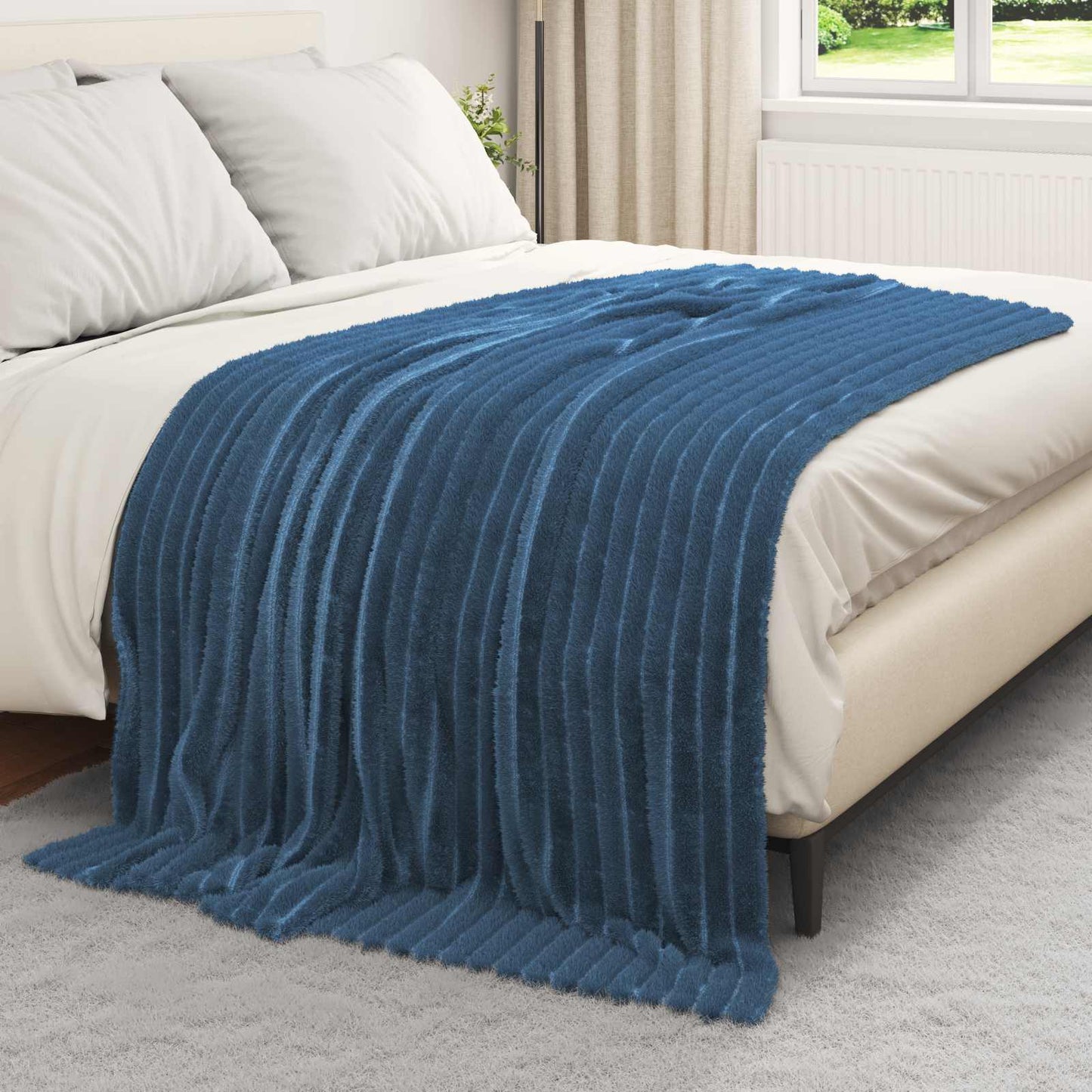 Fleece Blankets 6 pcs Navy Blue 200 x 150 cm