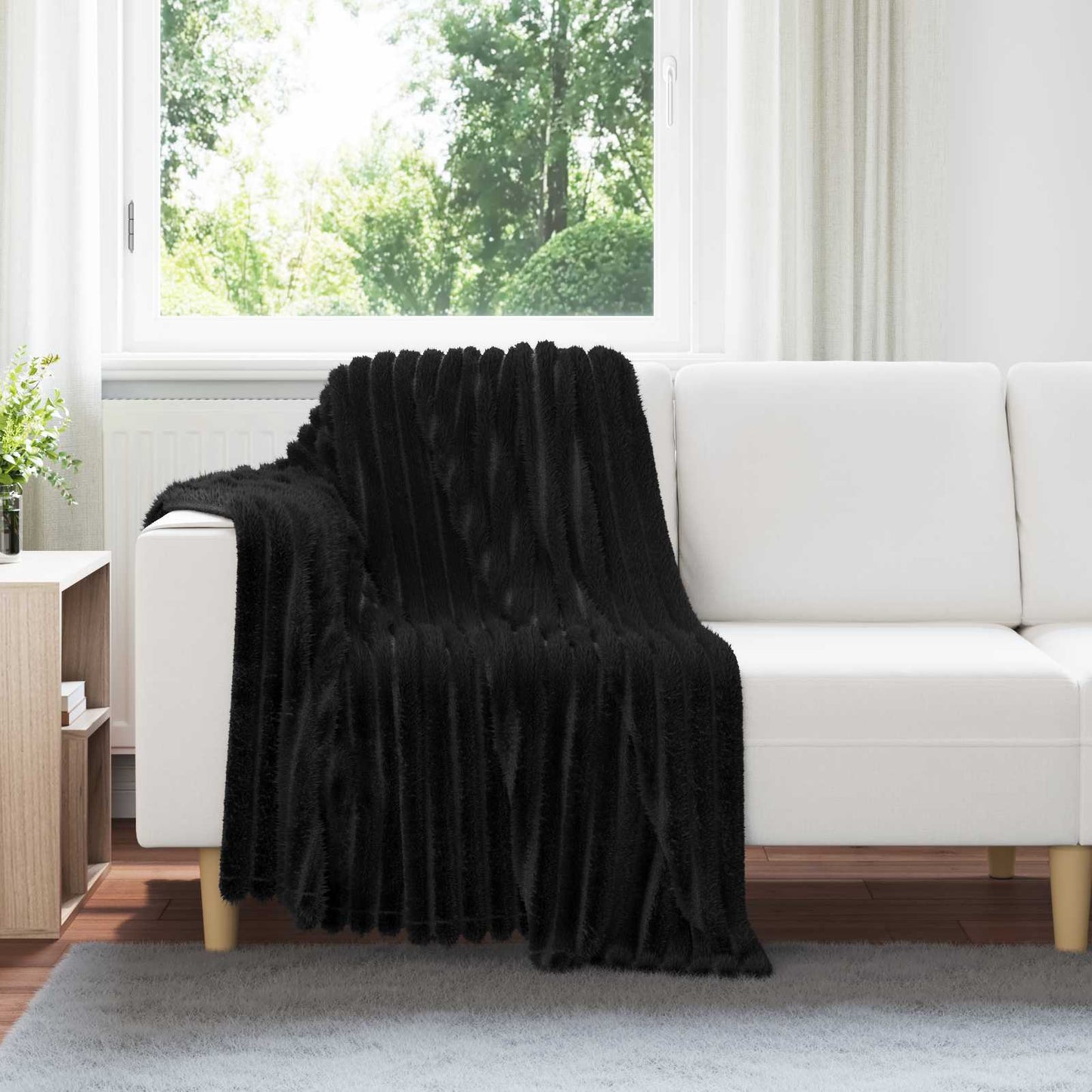 Jetés de canapé 6 pcs Noir 150 x 130 cm Polaire