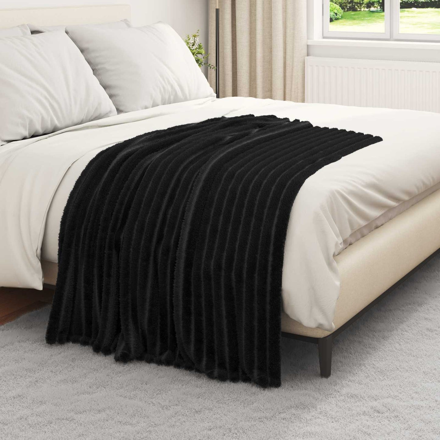 Jetés de canapé 6 pcs Noir 150 x 130 cm Polaire