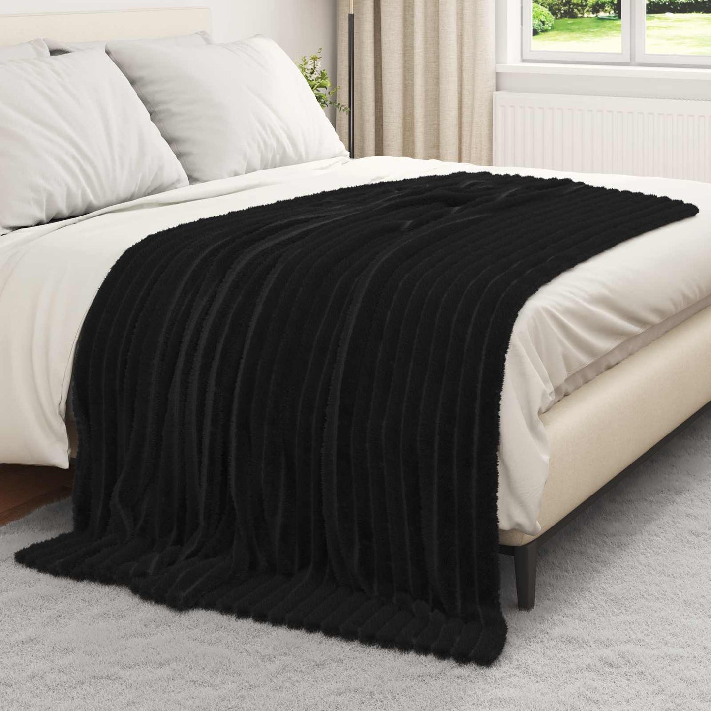 Wohndecken 6 pcs Schwarz 200 x 150 cm Fleece
