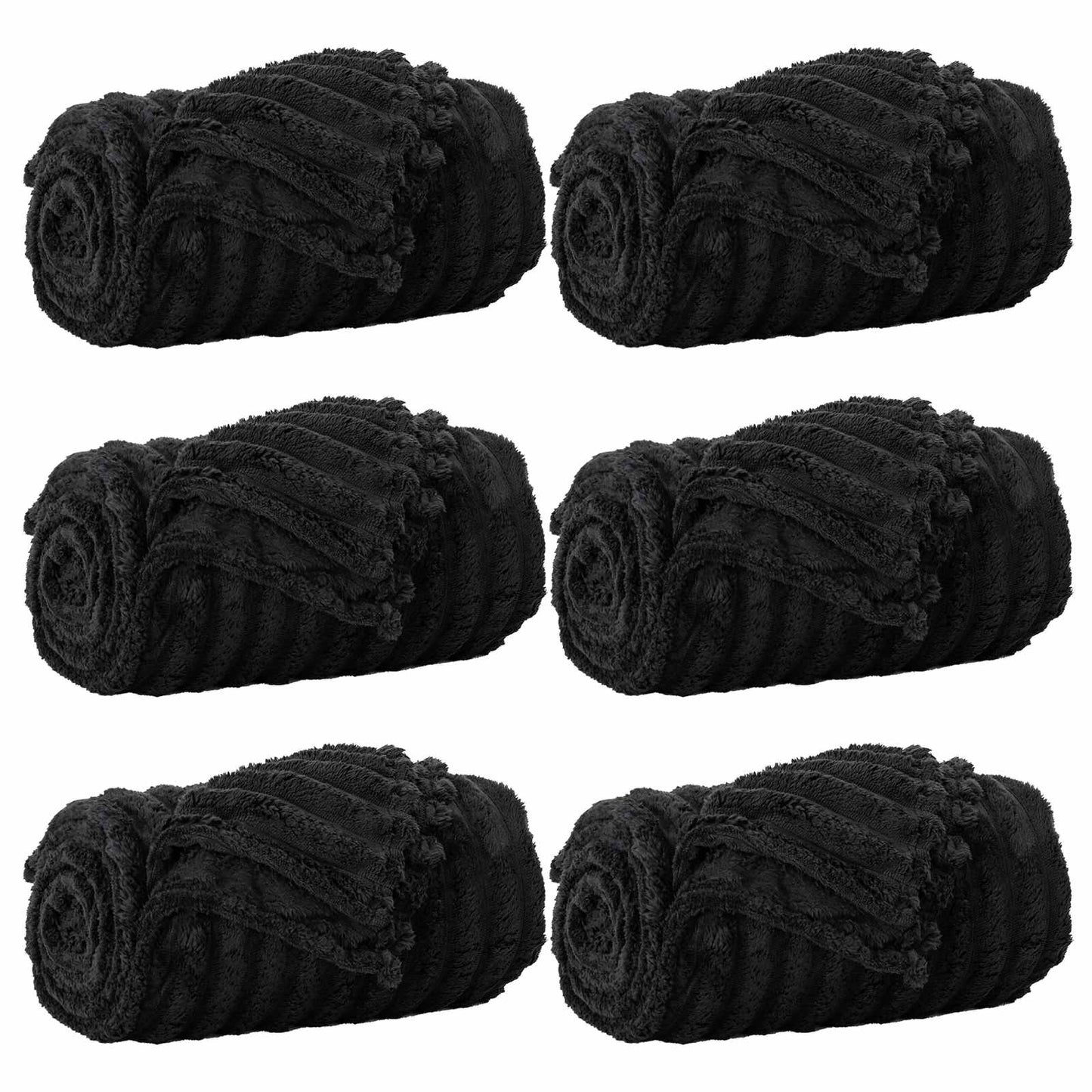 Wohndecken 6 pcs Schwarz 200 x 150 cm Fleece