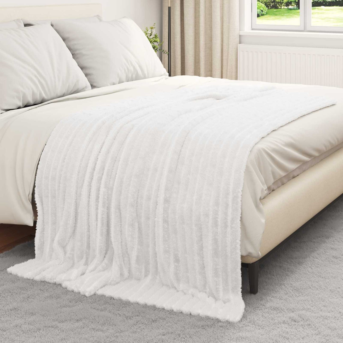 Jetés de canapé 6 pcs Blanc 200 x 150 cm Polaire