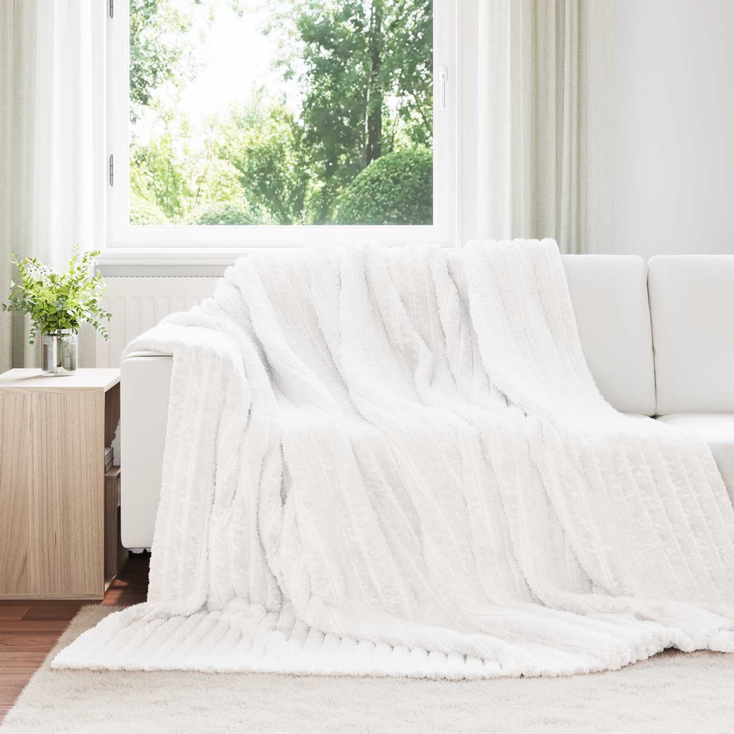 Throws 6 pcs White 240 x 220 cm Fleece
