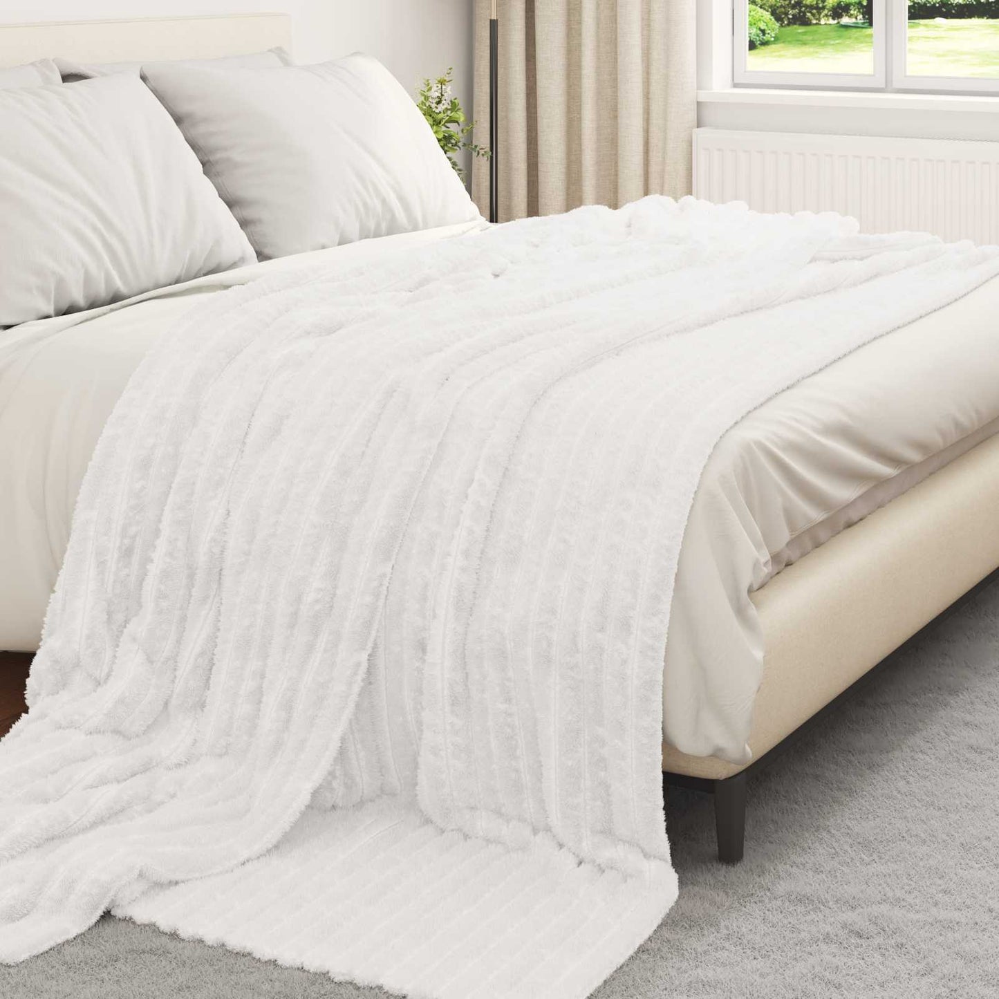 Throws 6 pcs White 240 x 220 cm Fleece