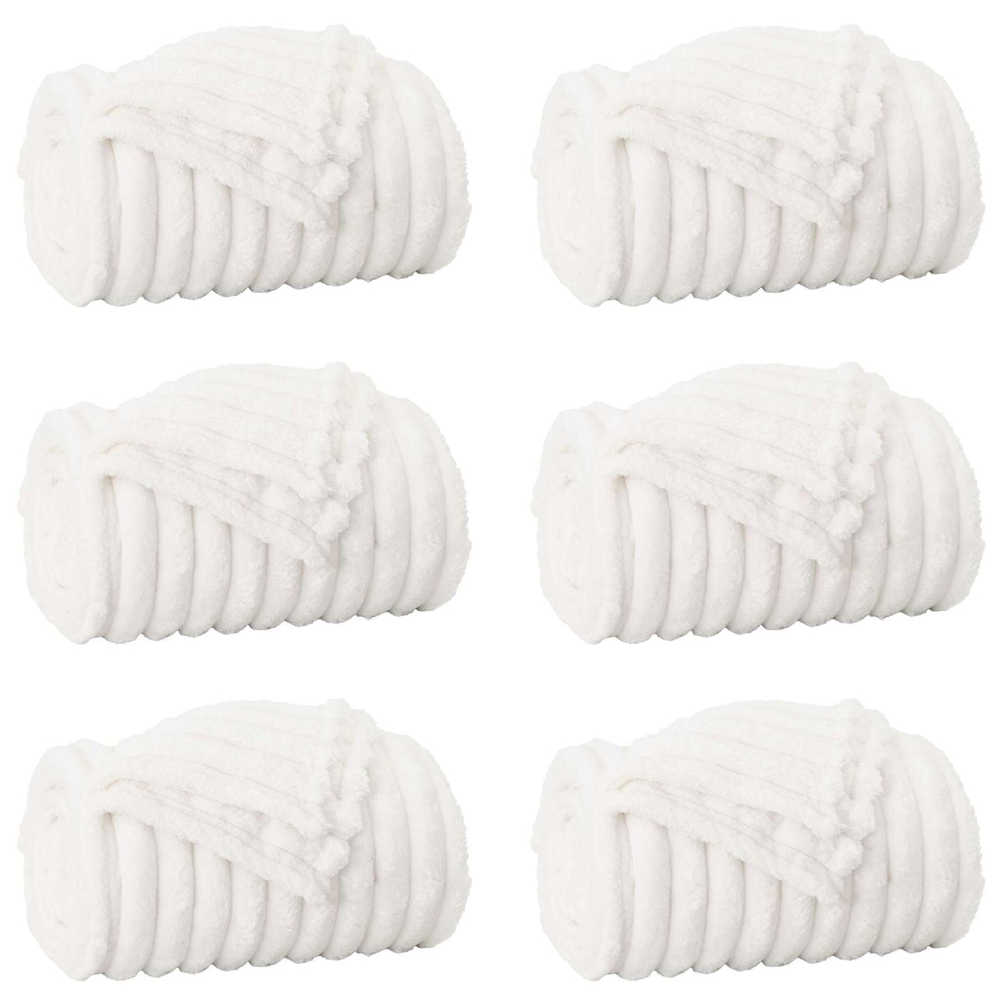 Throws 6 pcs White 240 x 220 cm Fleece