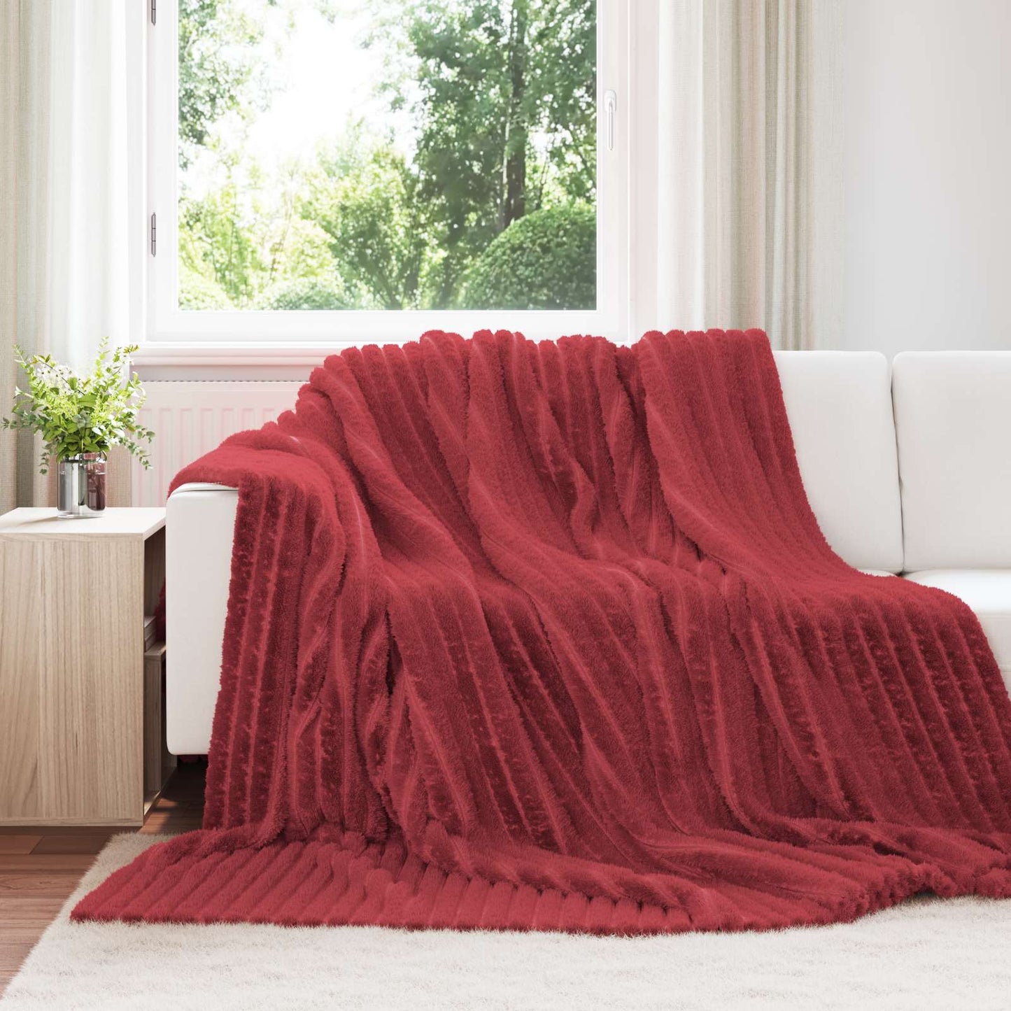 Wohndecken 6 pcs Bordeauxrot 240 x 220 cm Fleece