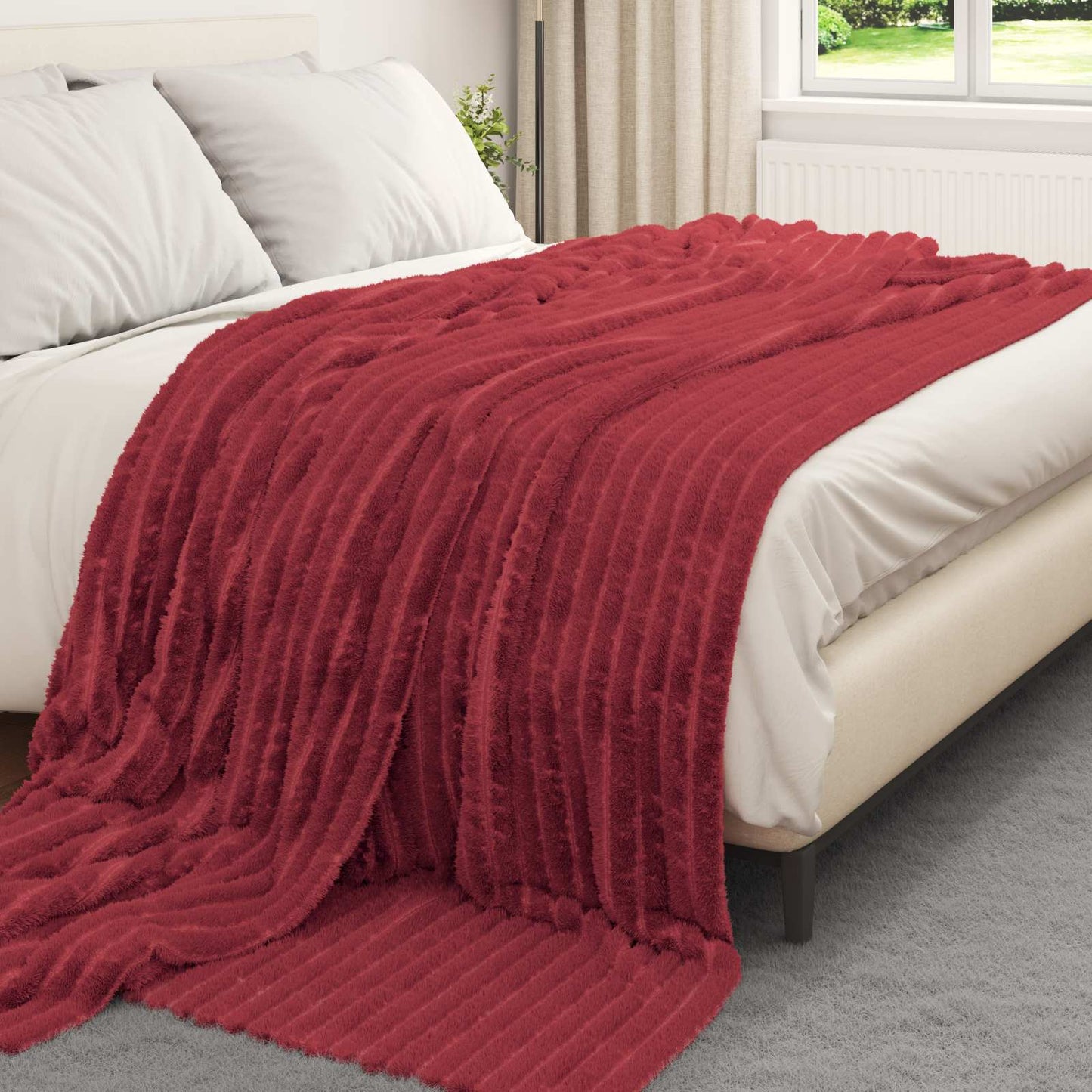Wohndecken 6 pcs Bordeauxrot 240 x 220 cm Fleece