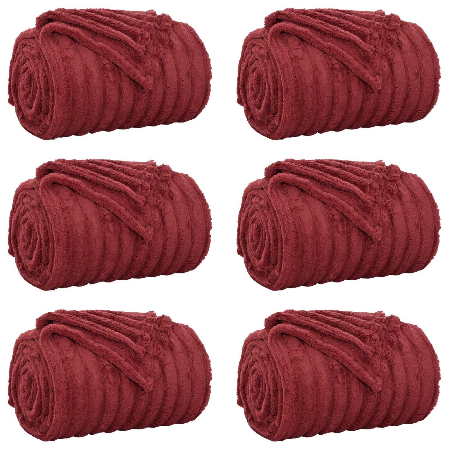 Blankets 6 pcs Burgundy 270 x 240 cm Fleece
