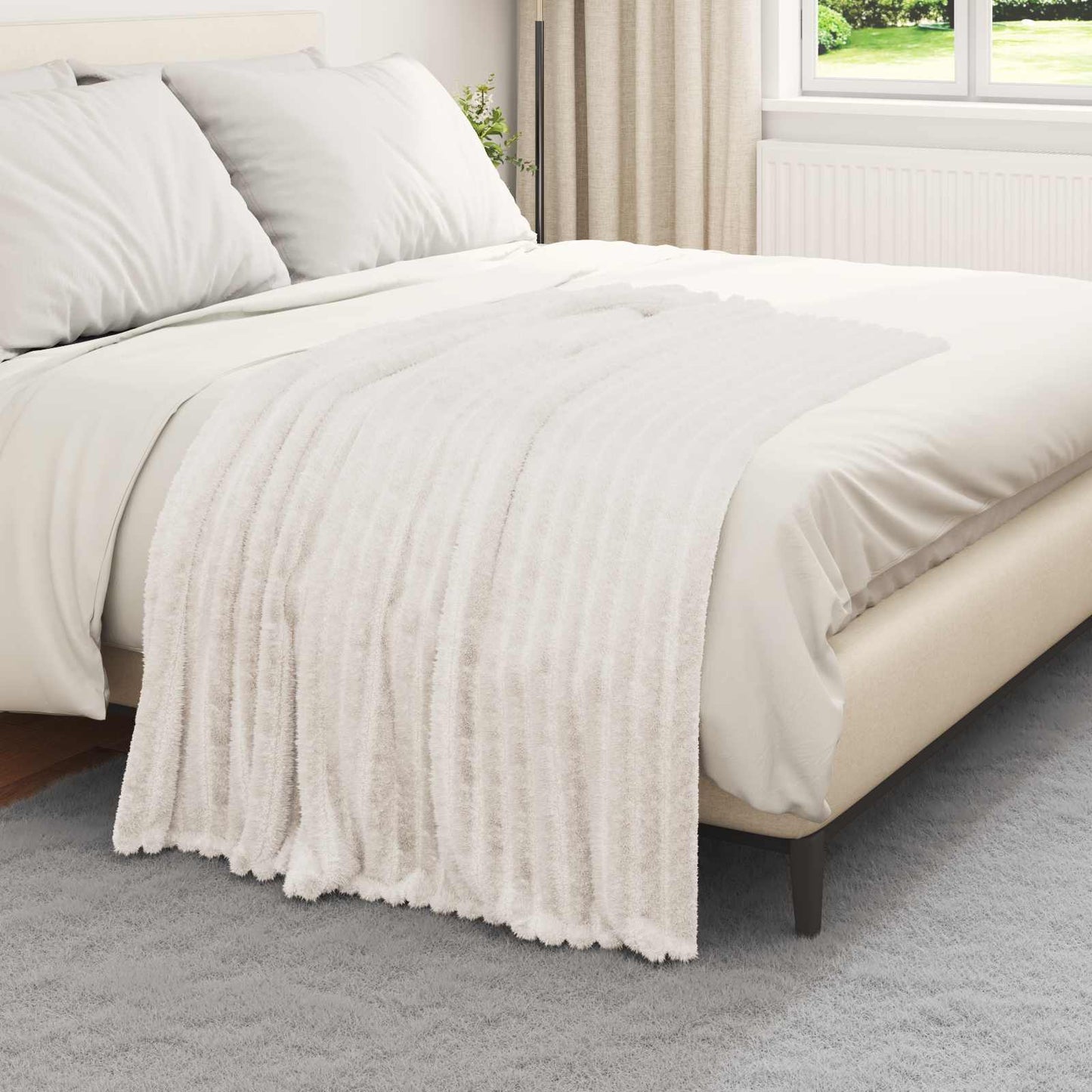 Plaids 6 pcs Crème 150 x 130 cm Polaire