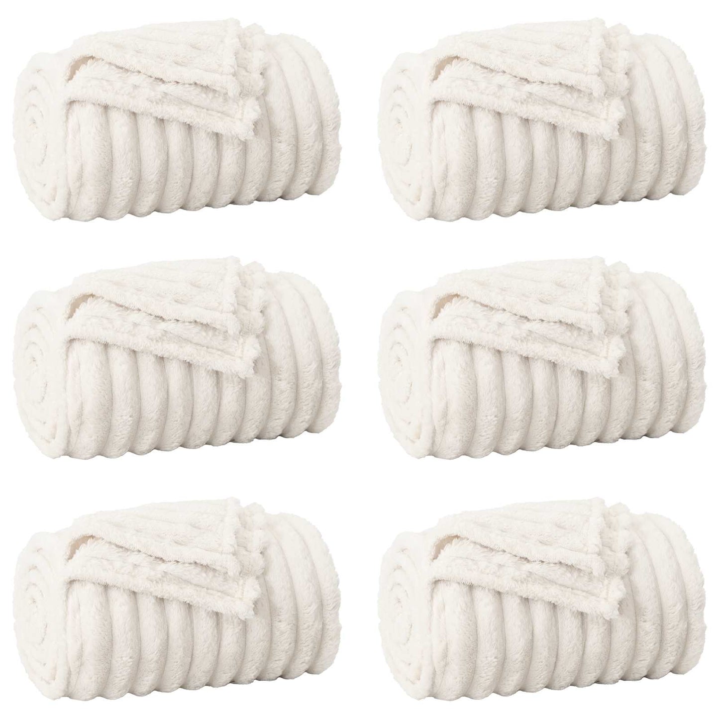Plaids 6 pcs Crème 150 x 130 cm Polaire