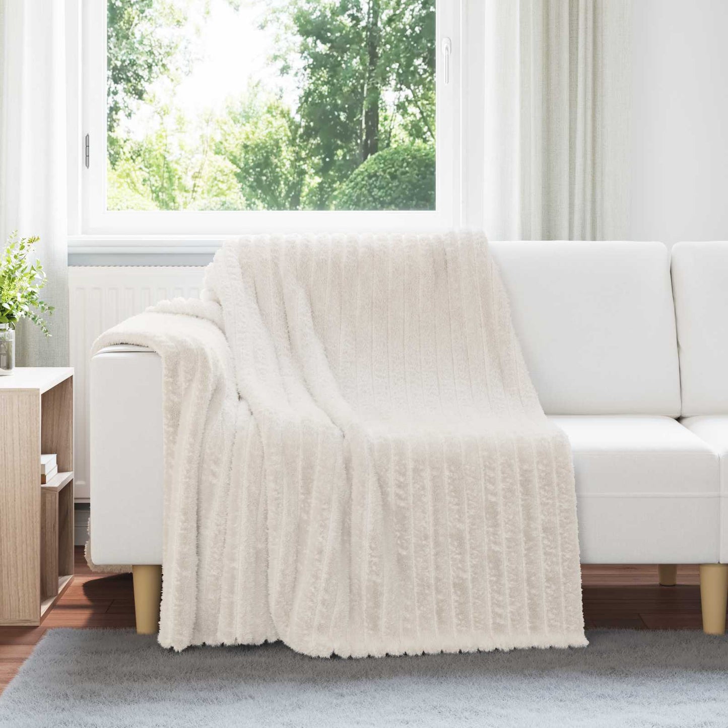 Throws 6 pcs Cream 200 x 150 cm Fleece