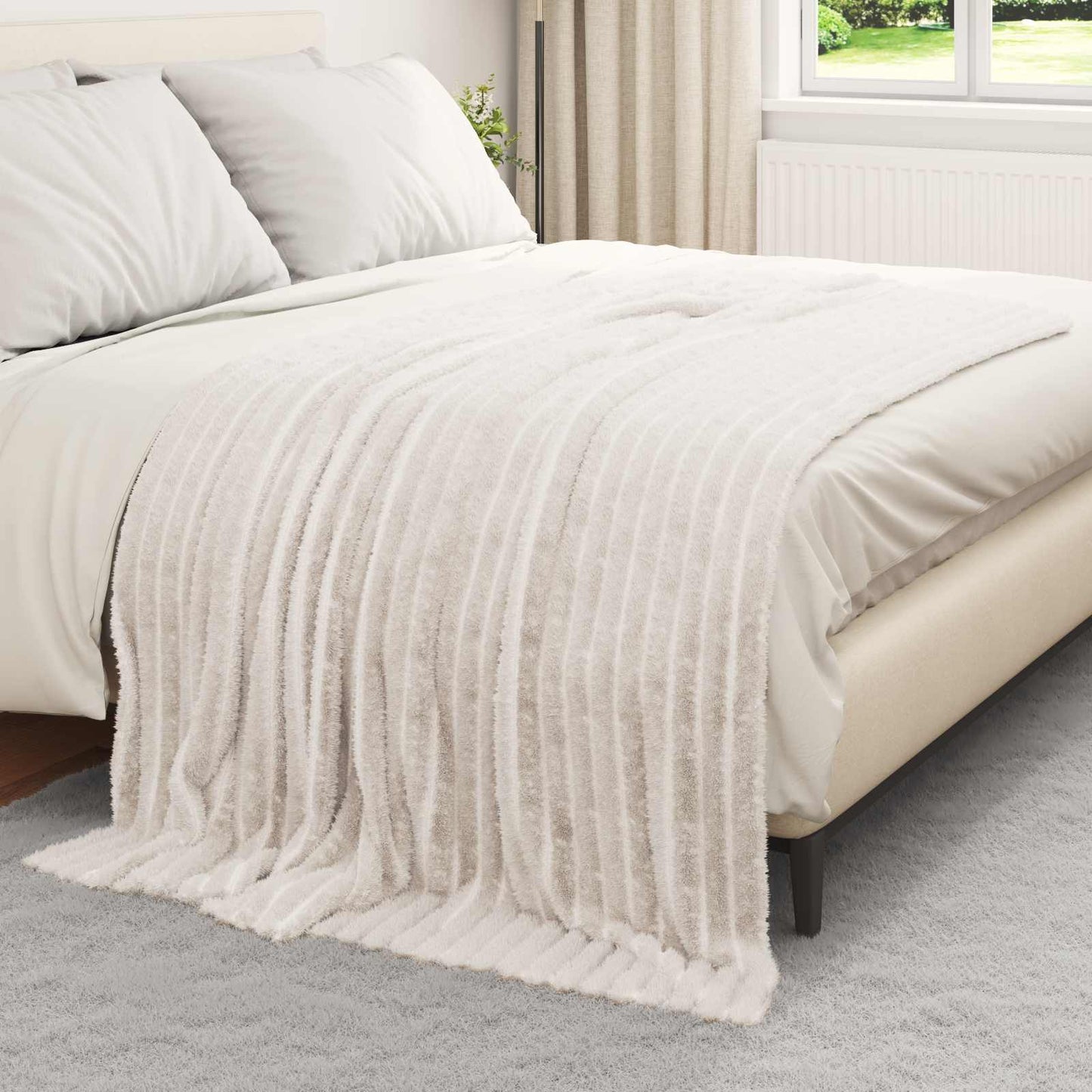 Throws 6 pcs Cream 200 x 150 cm Fleece