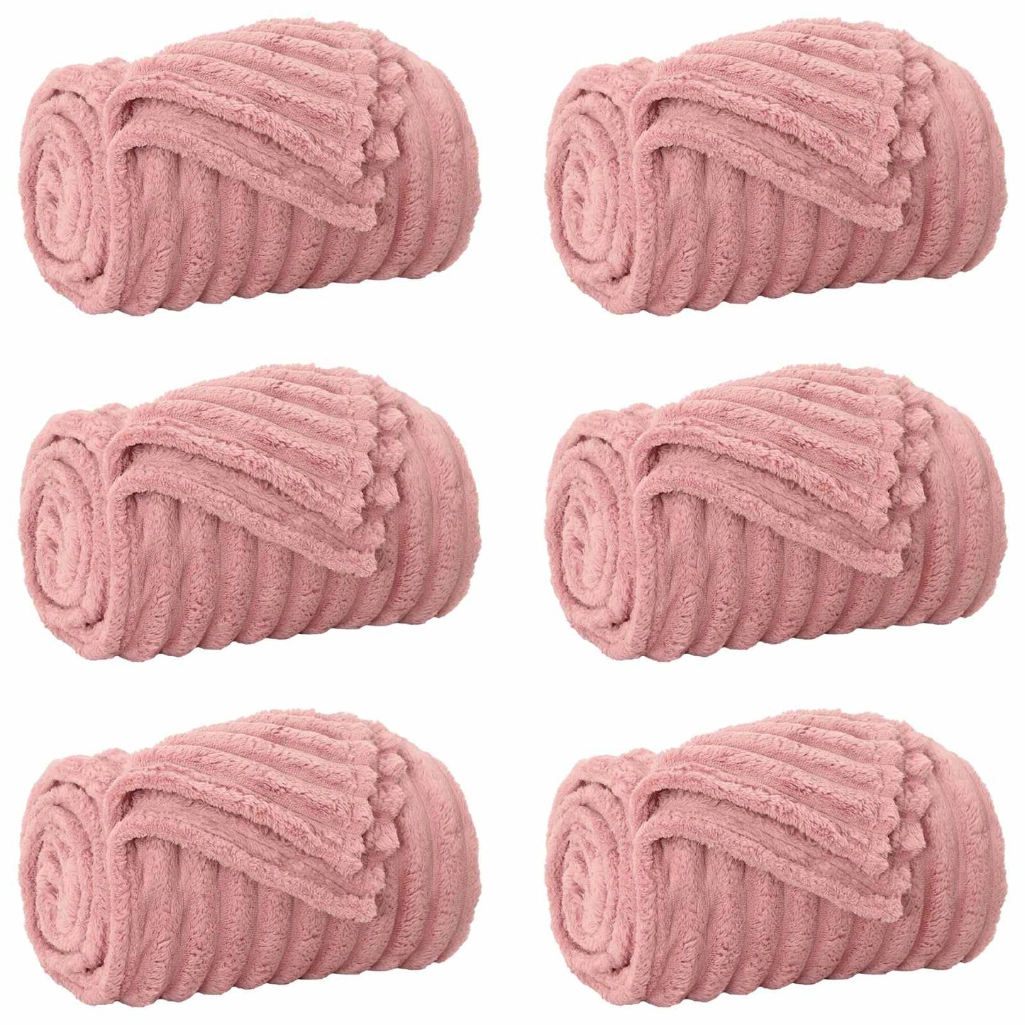 Plaids 6 pcs Rose 150 x 130 cm Polaire