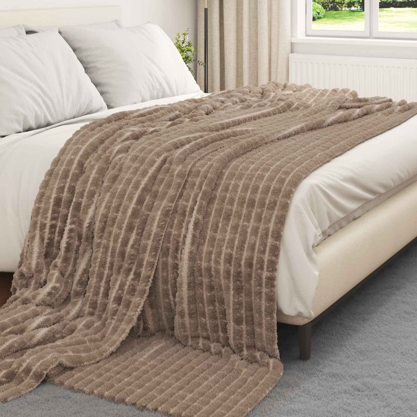 Überwurfdecke Kamel 240 x 220 cm Fleece