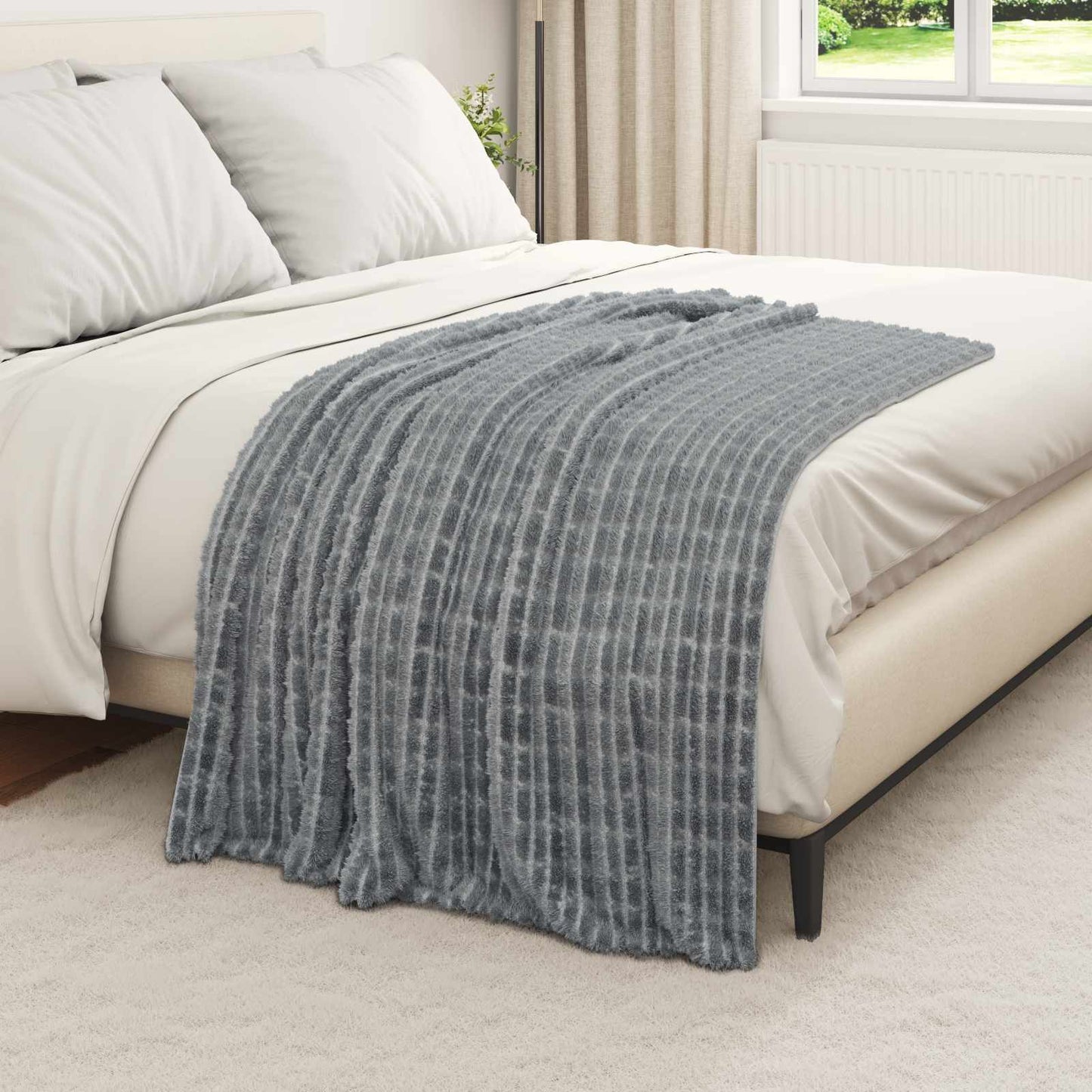 Throw blanket dark gray 150 x 130 cm fleece