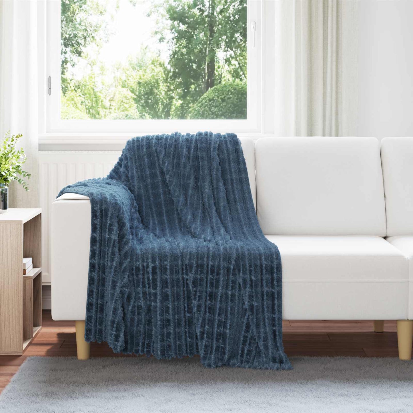 Jeté de lit polaire bleu marine 150 x 130 cm