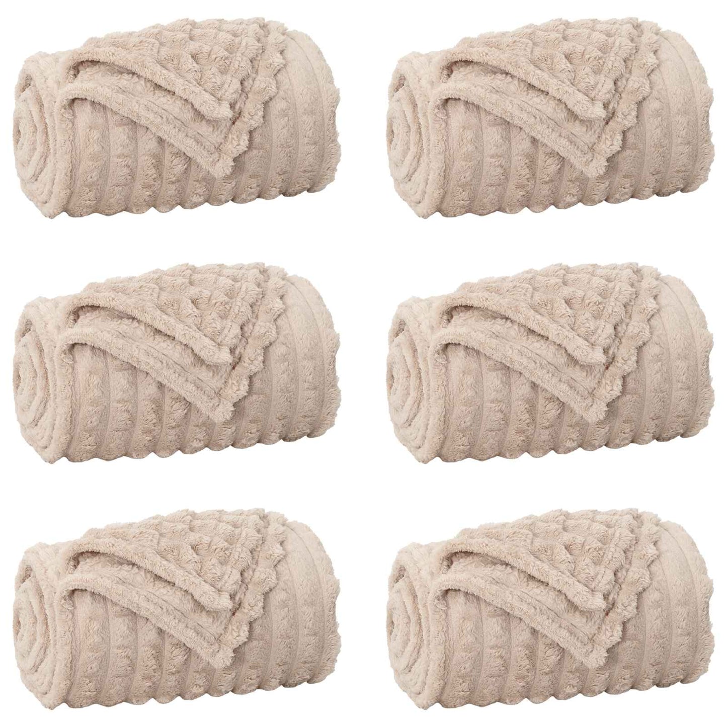 Wohndecken 6 pcs Beige 240 x 220 cm Fleece