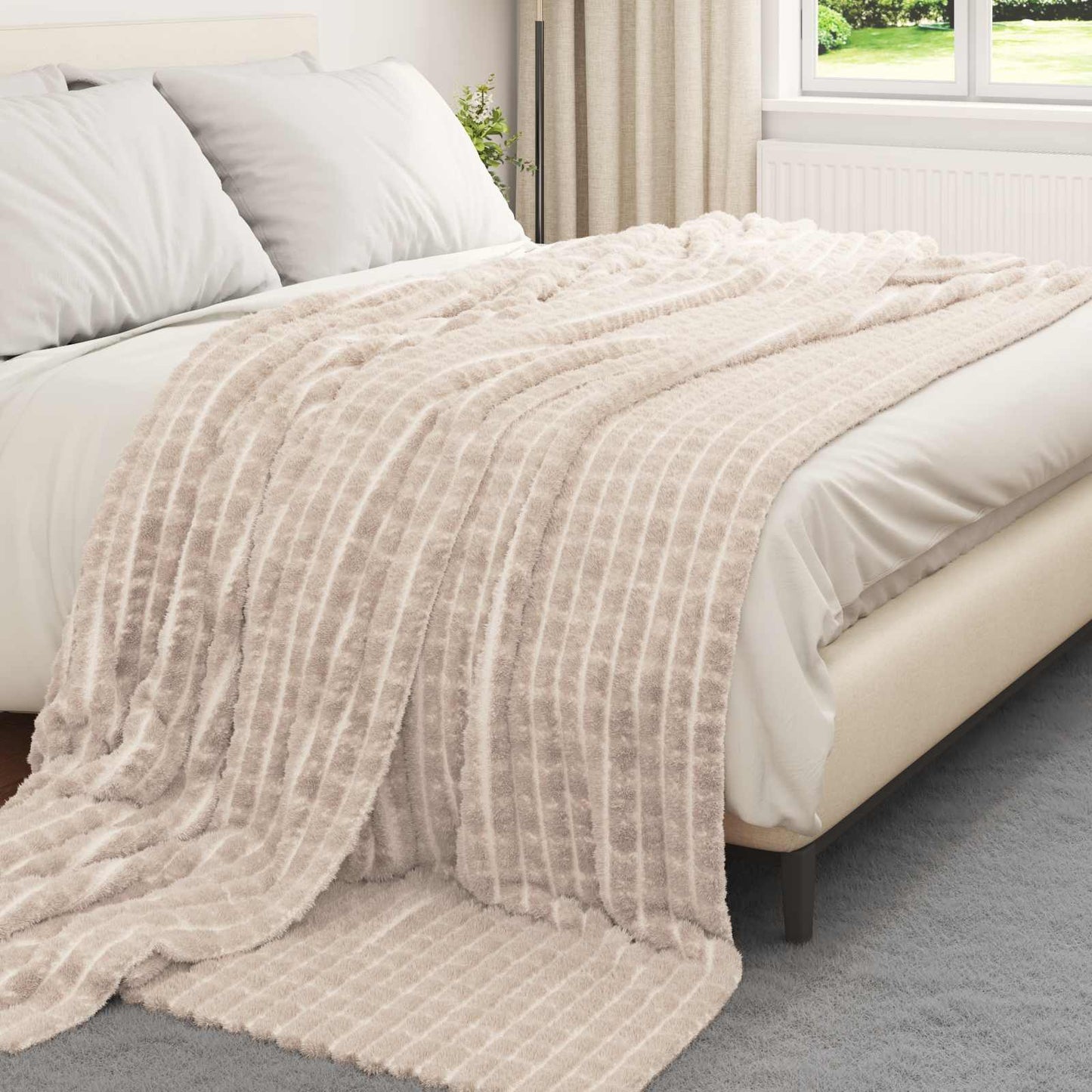 Wohndecken 6 pcs Beige 270 x 240 cm Fleece