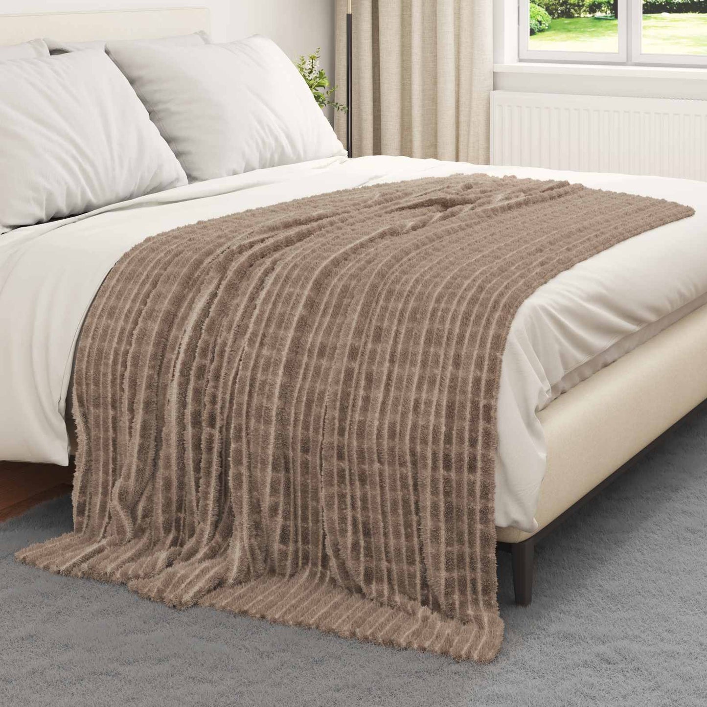 Plaids 6 pcs chameau 200 x 150 cm polaire