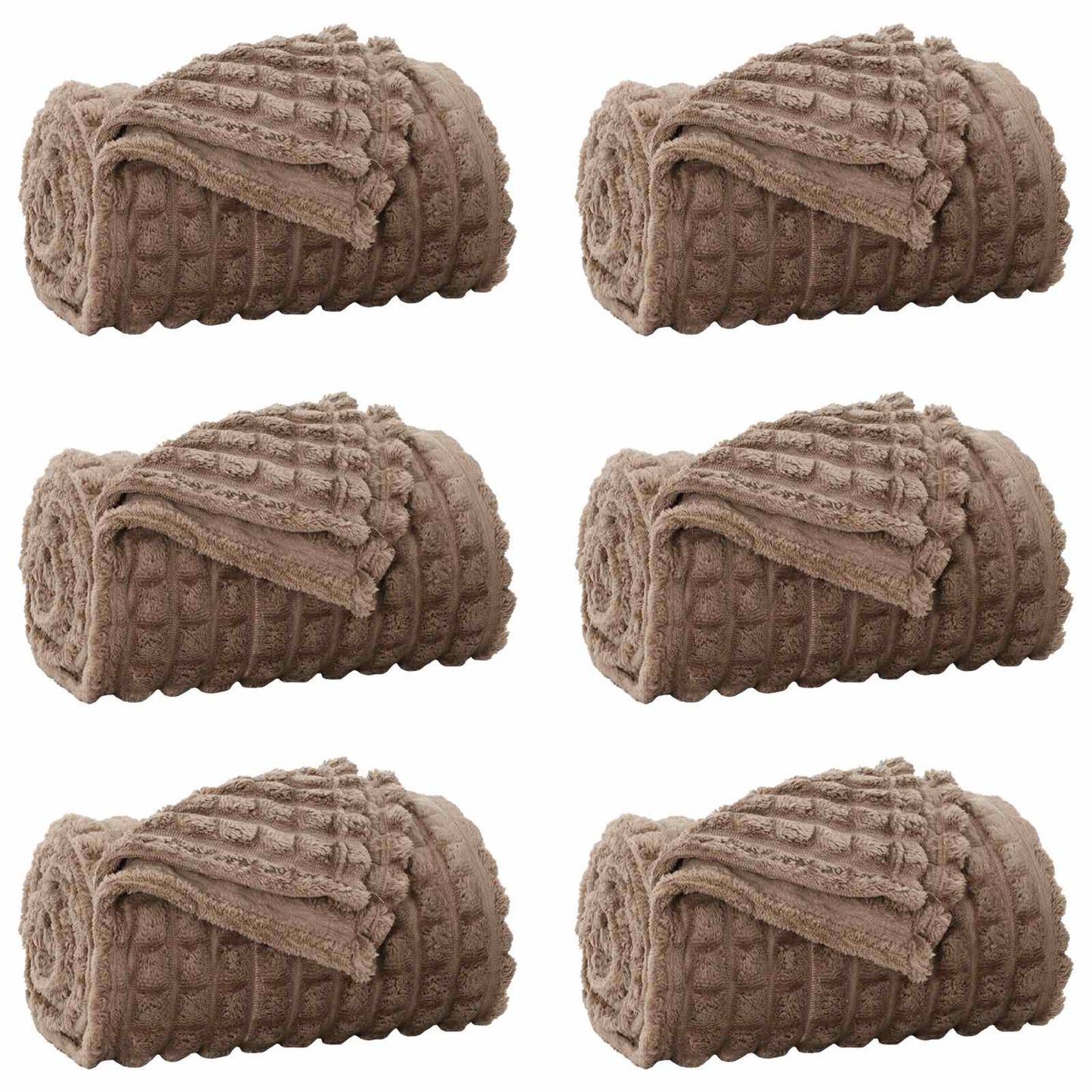 Blankets 6 pcs Camel 270 x 240 cm Fleece