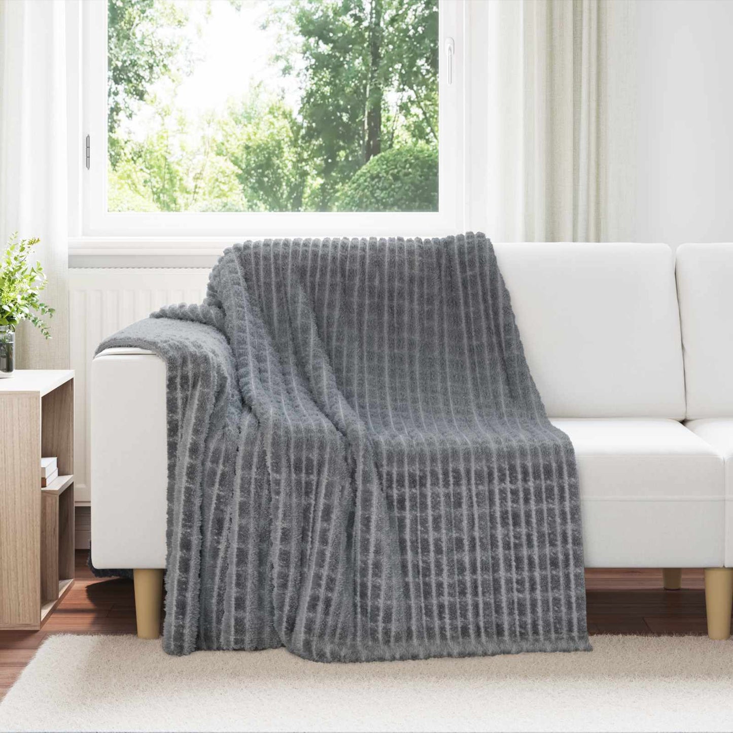 Plaids 6 pcs Gris foncé 200 x 150 cm Polaire