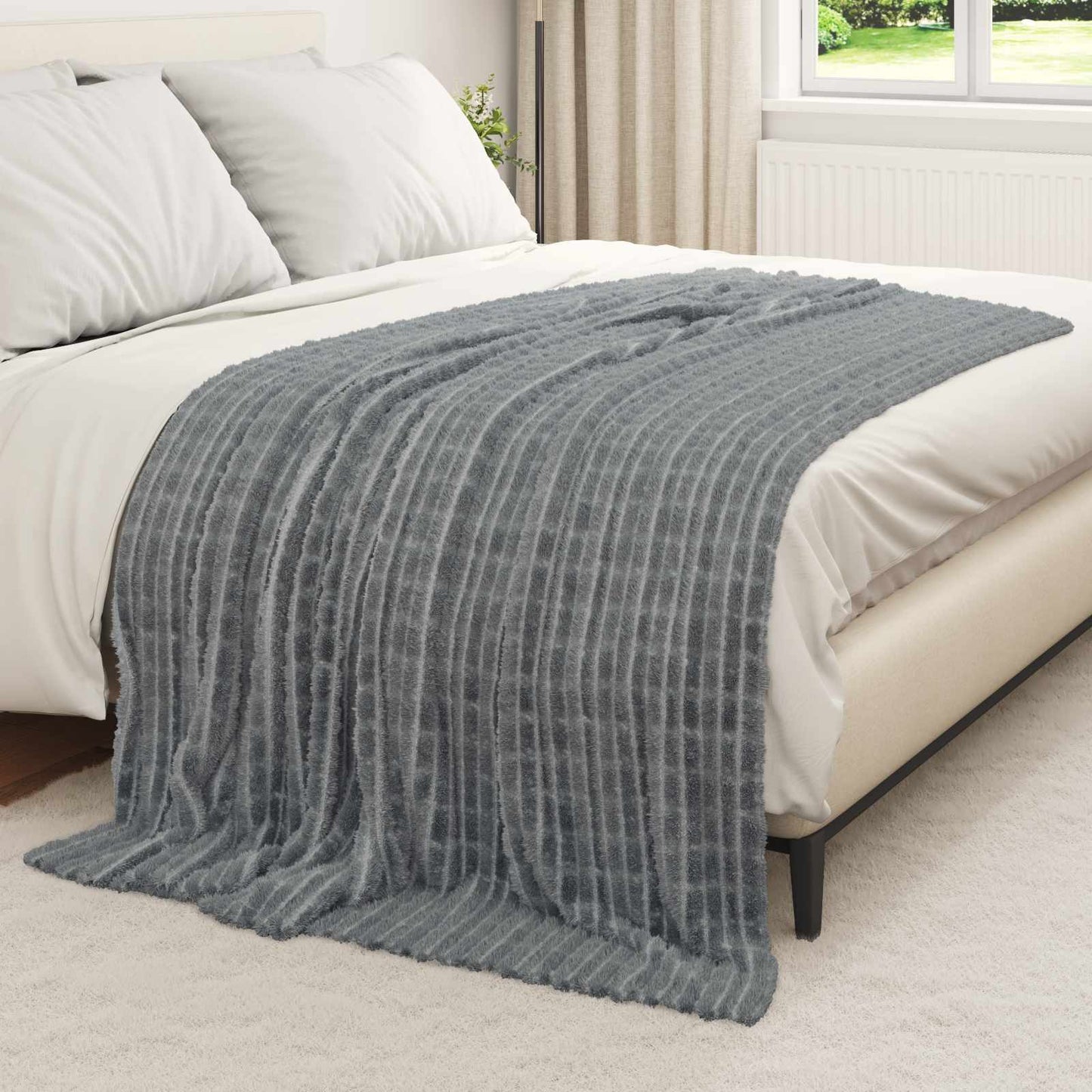 Plaids 6 pcs Gris foncé 200 x 150 cm Polaire