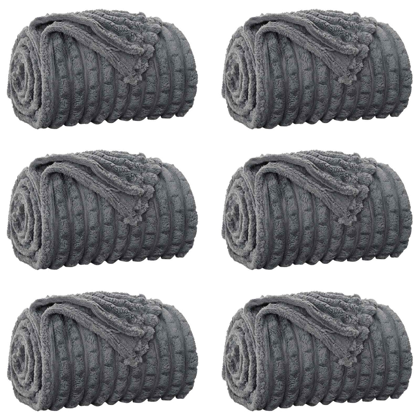 Wohndecken 6 pcs Dunkelgrau 270 x 240 cm Fleece
