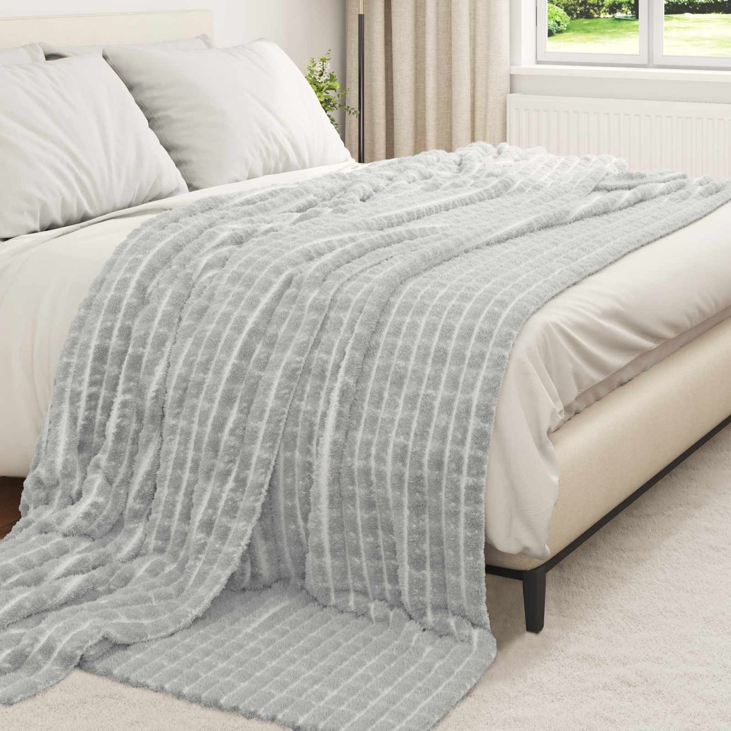 Plaid 6 pcs Gris 270 x 240 cm Polaire