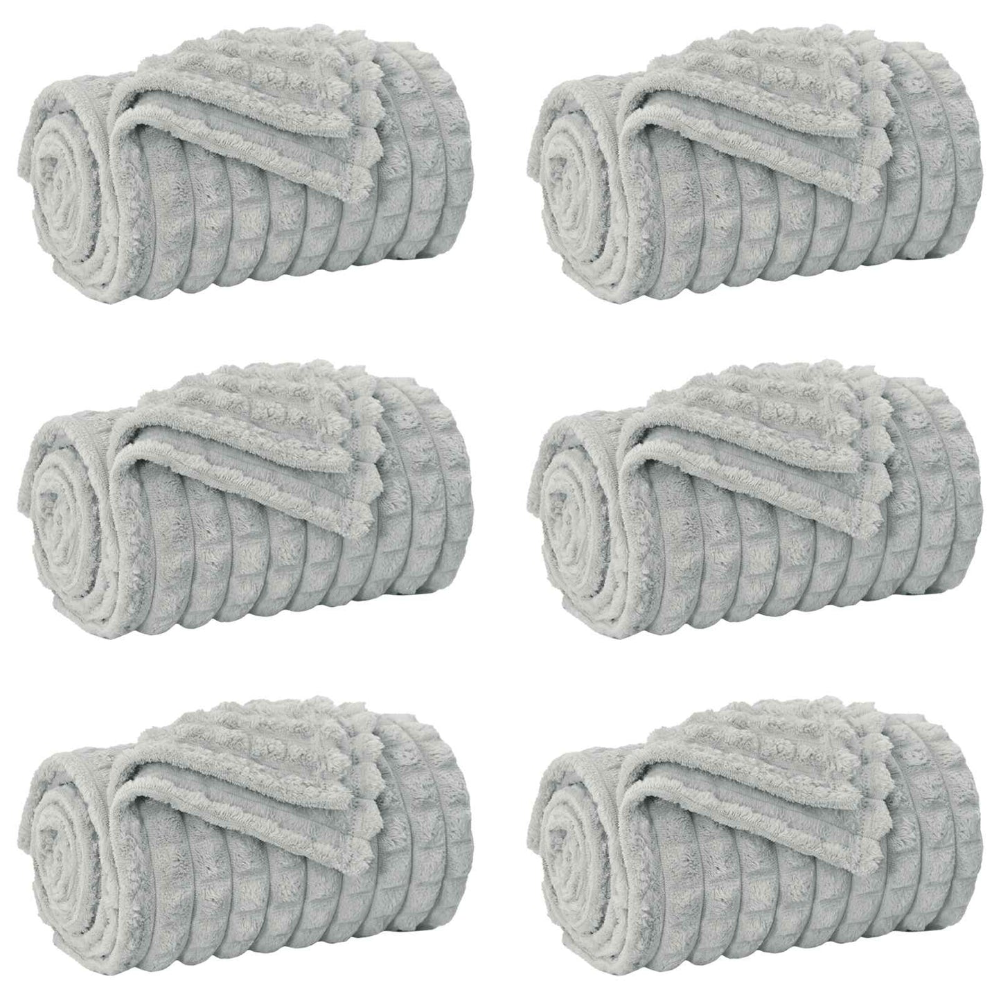 Plaid 6 pcs Gris 270 x 240 cm Polaire
