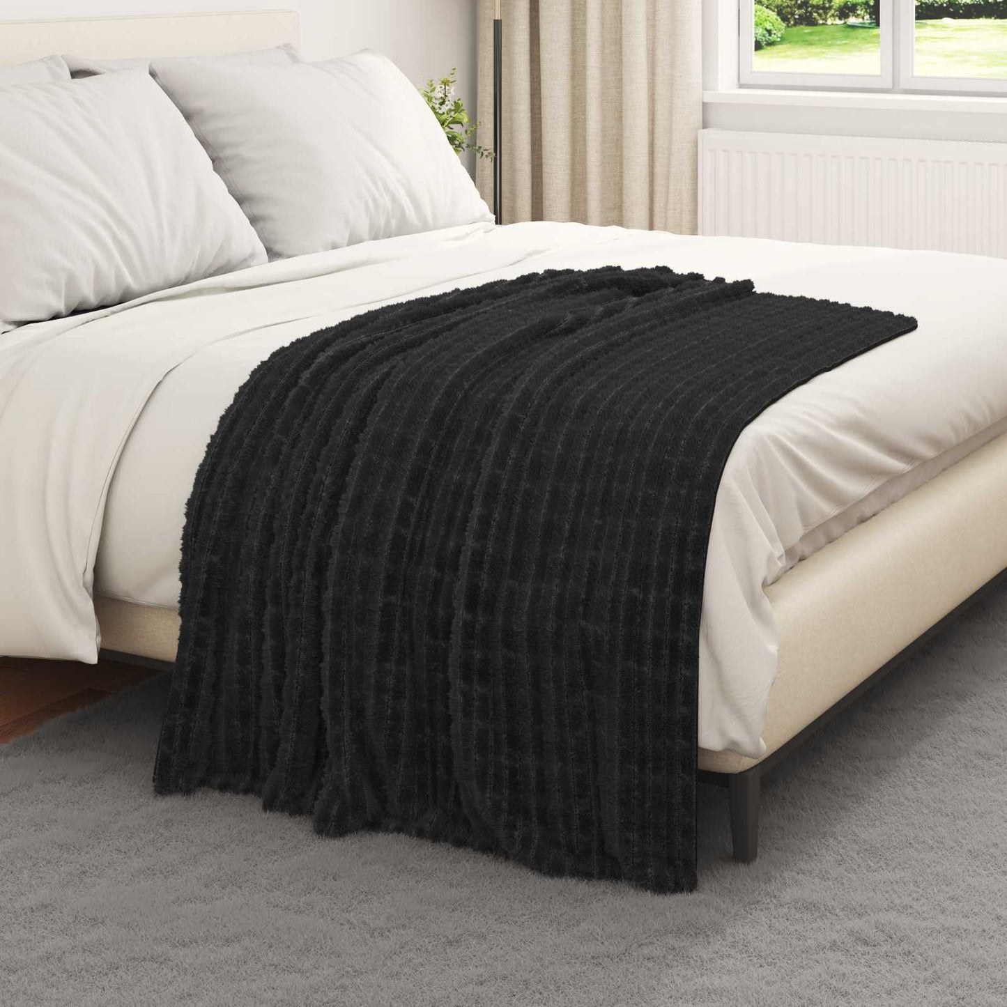 Wohndecken 6 pcs Schwarz 150 x 130 cm Fleece